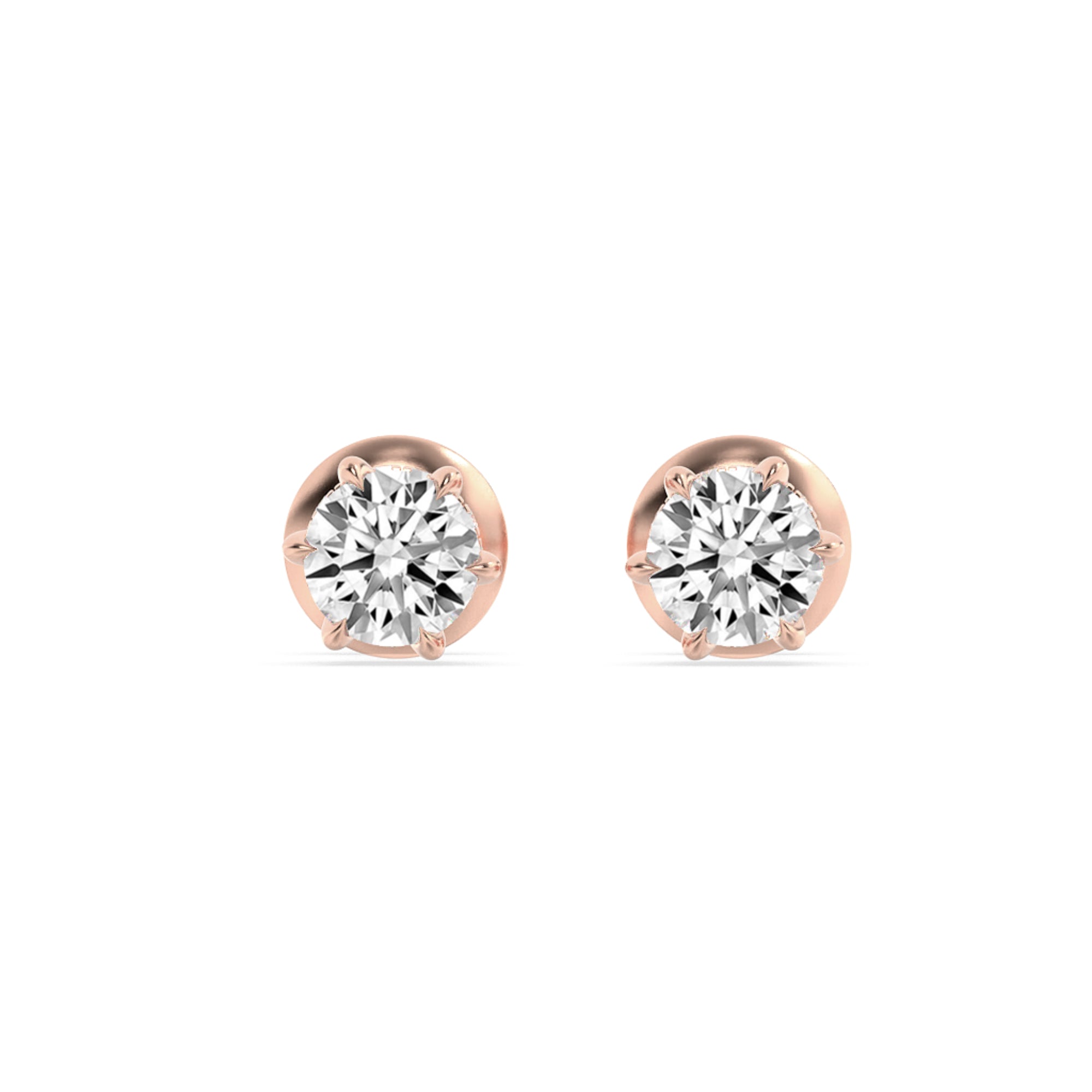 3Cttw Round Shaped Lab Grown Diamond (F/VS) HiddenHalo Stud Earrings in 14K Gold