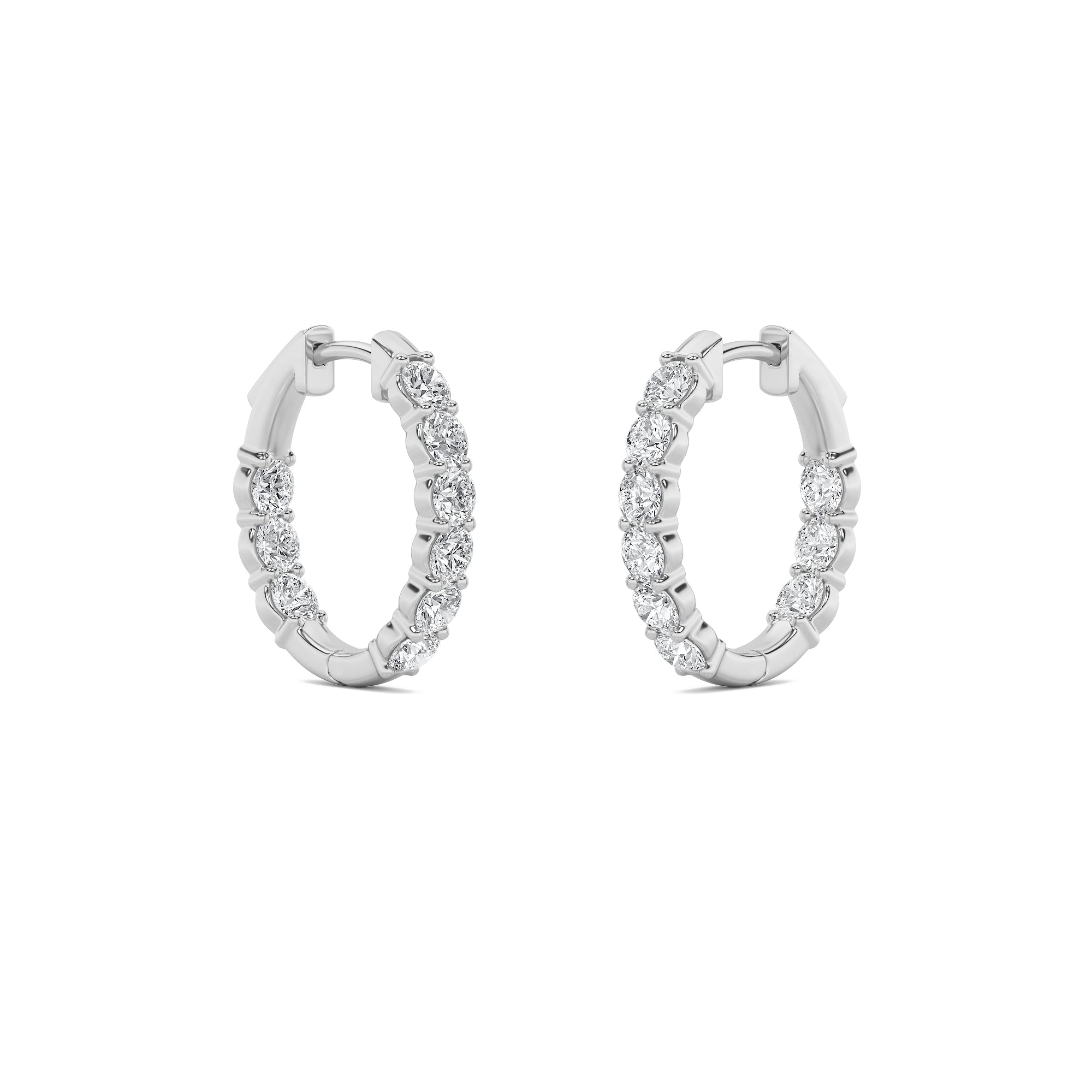 Round Shaped Lab Grown Diamond (F/VS) Inside Out Hoop Earrings in 14K Gold