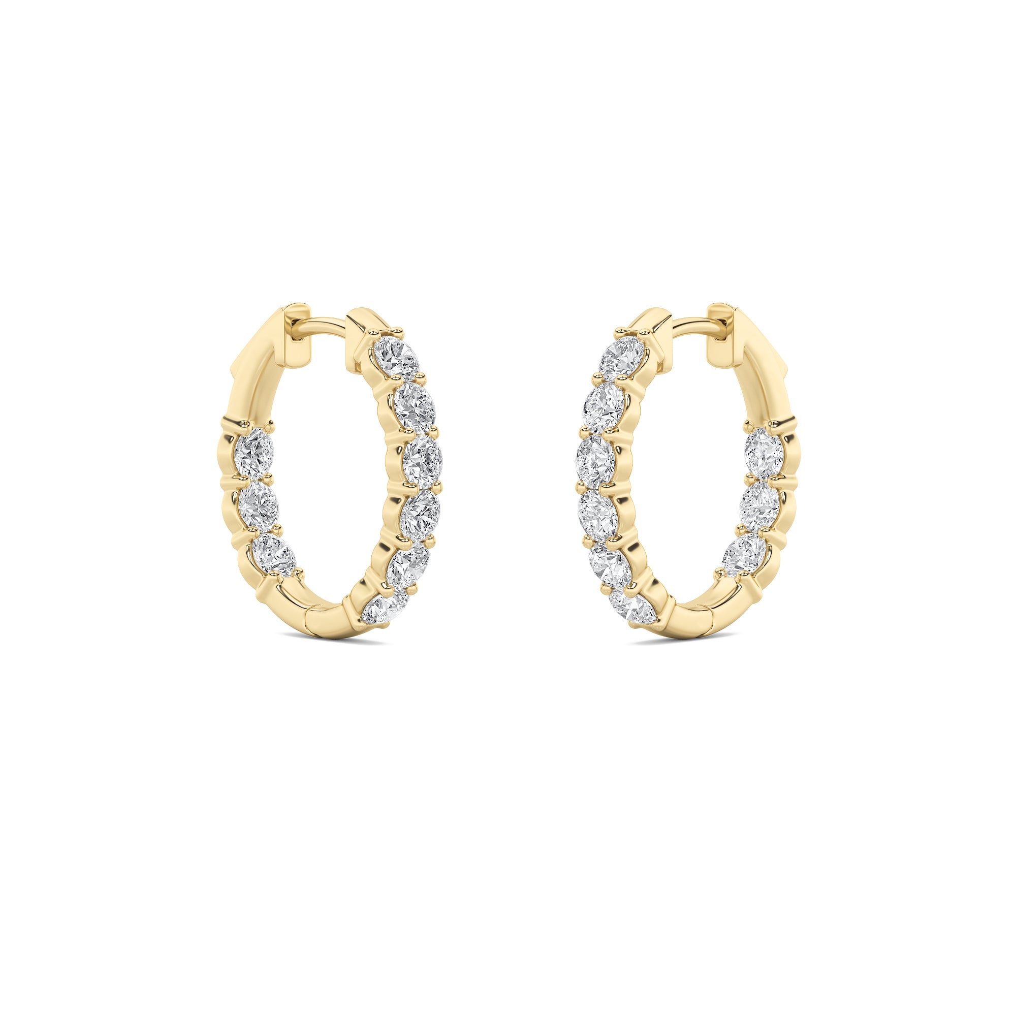 Round Shaped Lab Grown Diamond (F/VS) Inside Out Hoop Earrings in 14K Gold