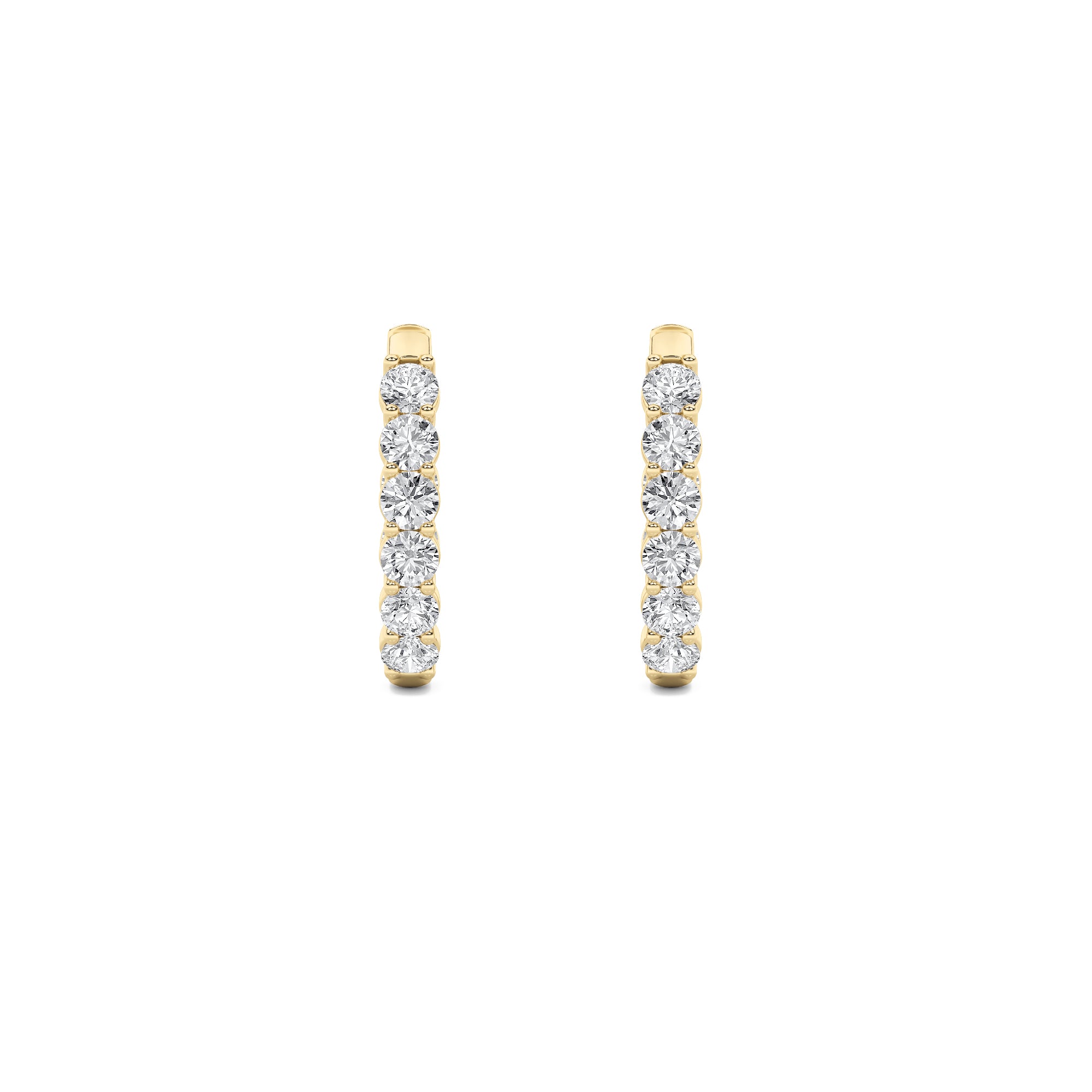 Round Shaped Lab Grown Diamond (F/VS) Inside Out Hoop Earrings in 14K Gold