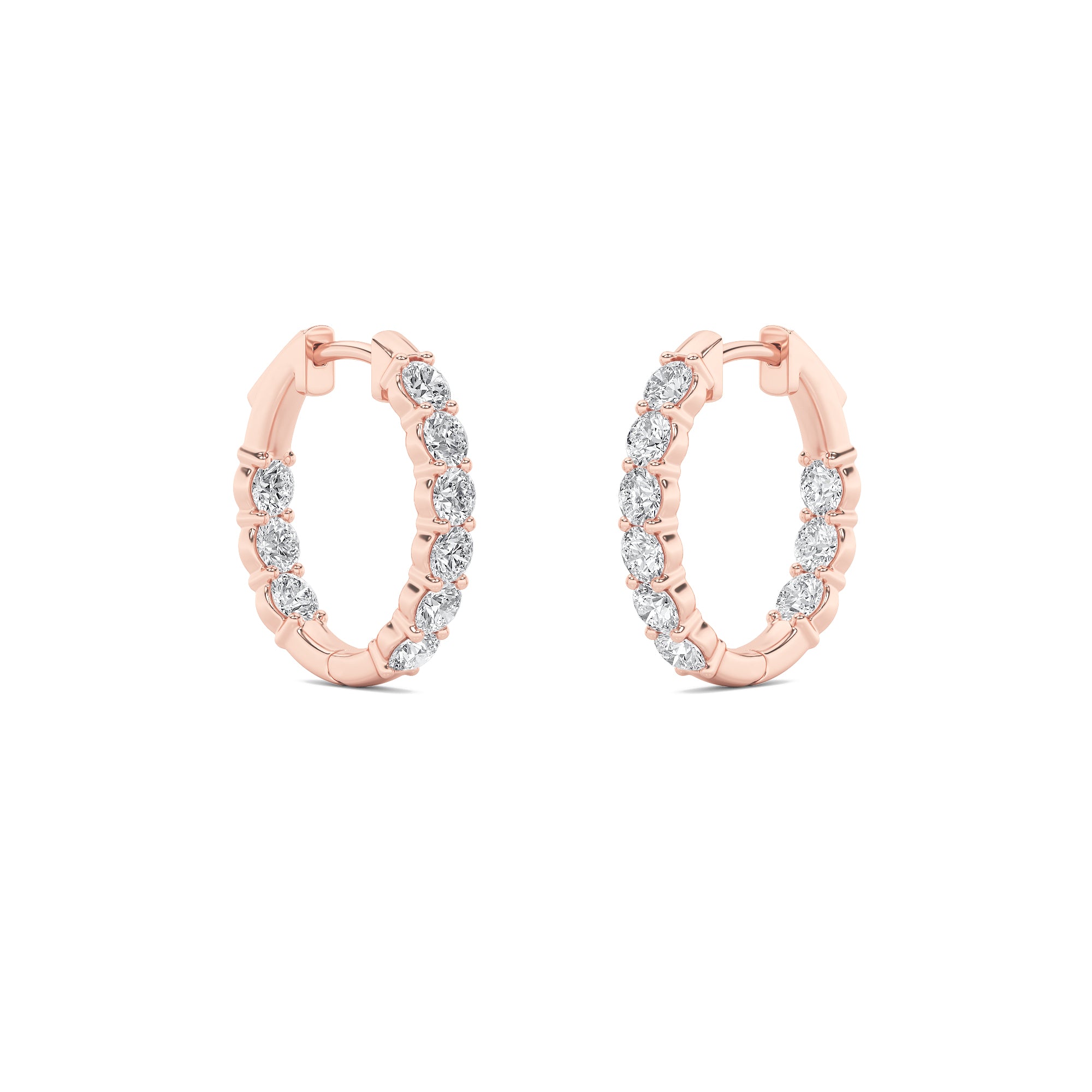 Round Shaped Lab Grown Diamond (F/VS) InsideOut Hoop Earrings in 14K Gold