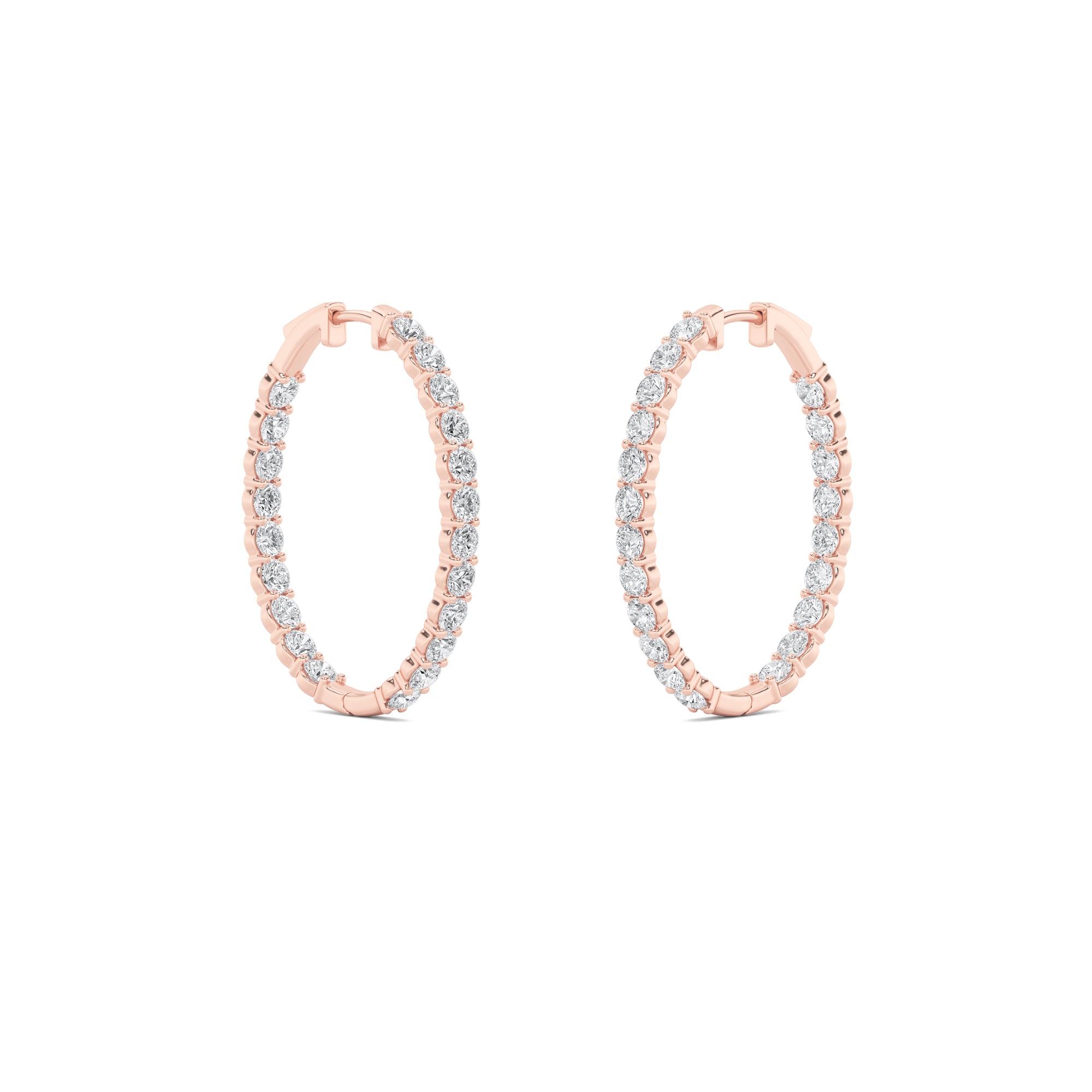 Round Shaped Lab Grown Diamond (F/VS) InsideOut Hoop Earrings in 14K Gold