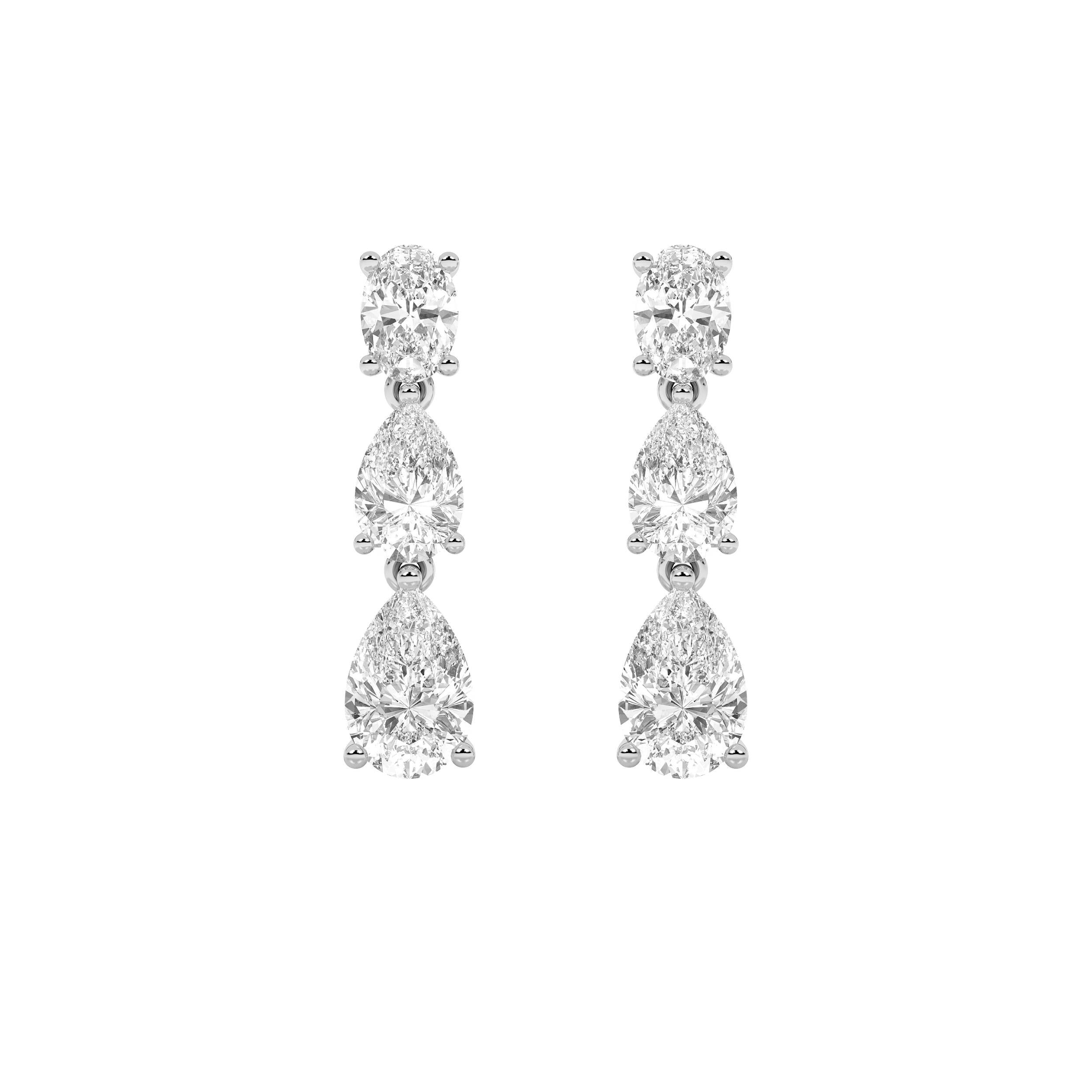 5Cttw Pear Shaped Lab Grown Diamond (F/VS) DangleEarrings in 14K Gold