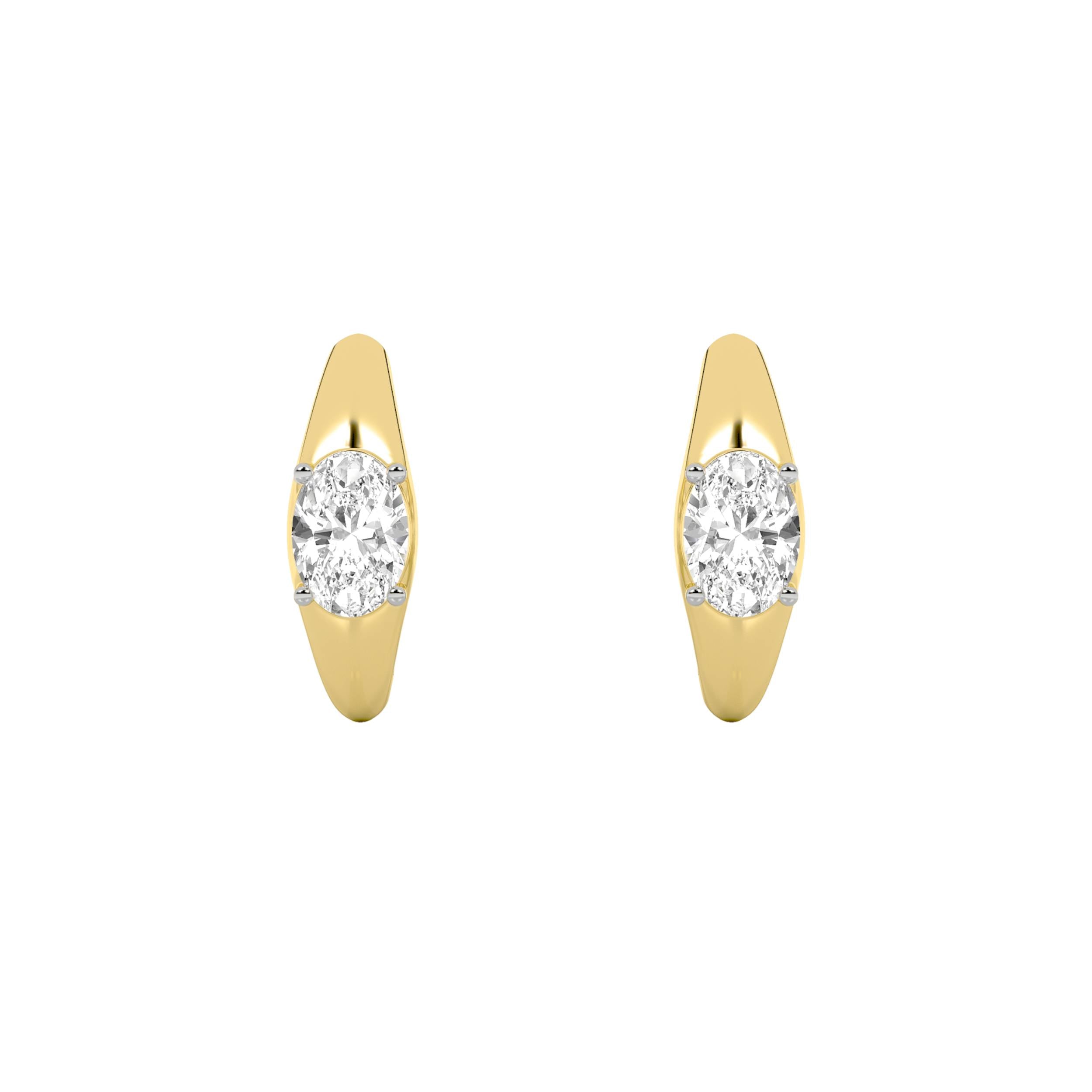 2Cttw Oval Shaped Lab Grown Diamond (F/VS) HuggieEarrings in 14K Gold