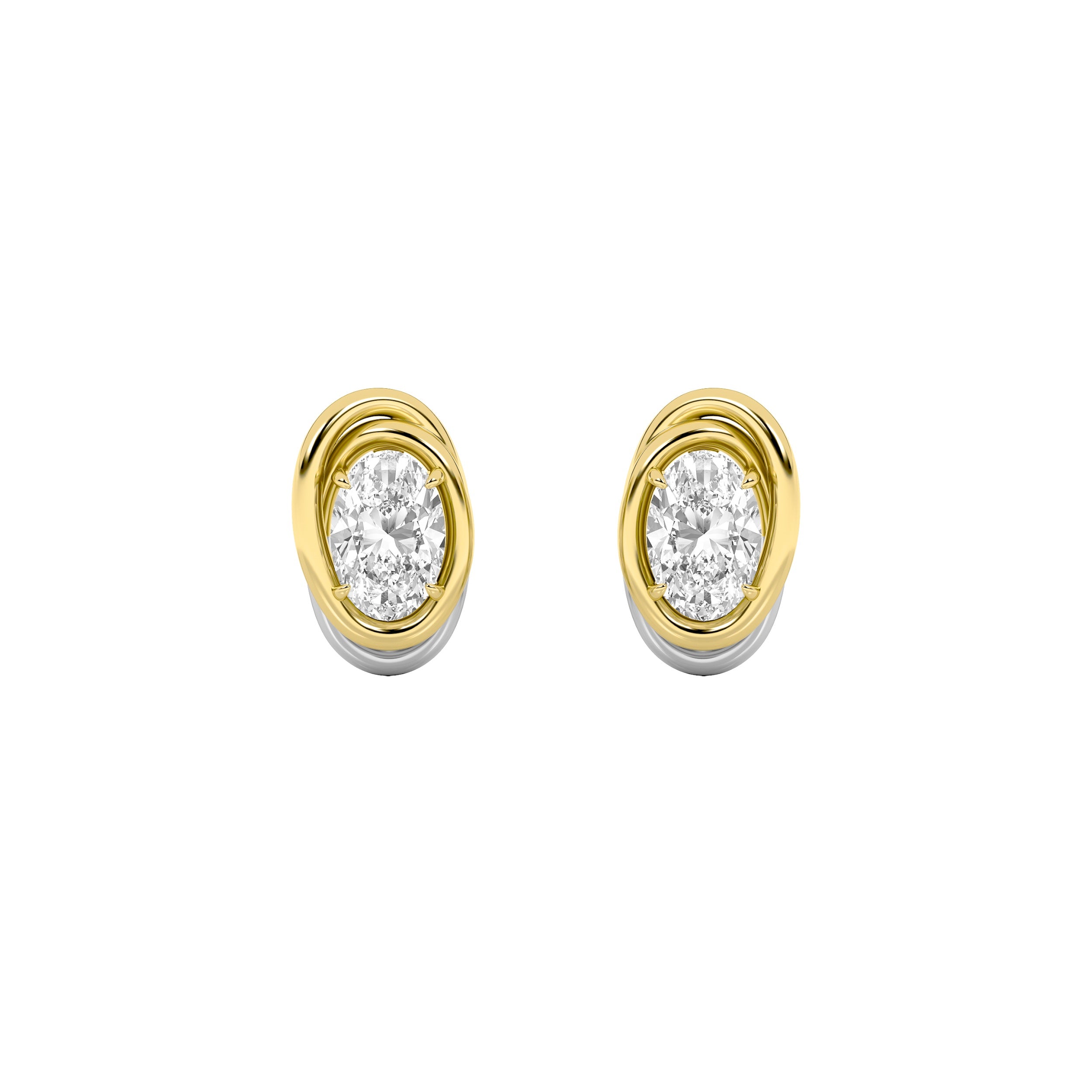 2Cttw Oval Shaped Lab Grown Diamond (F/VVS) Knot Earrings in 14K Gold