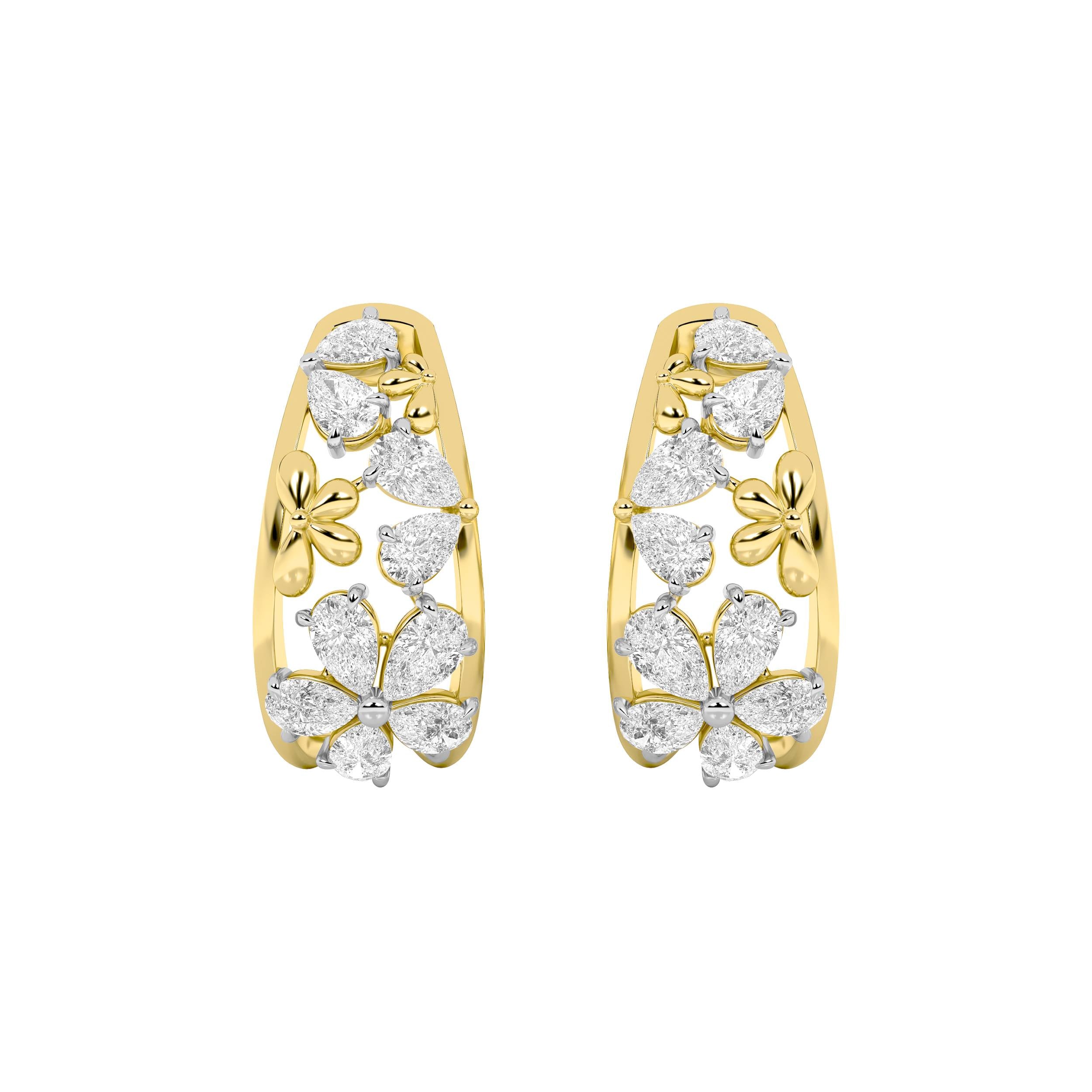 4.5Cttw Pear Shaped Lab Grown Diamond (F/VS) FancyFlower Earrings in 14K Gold