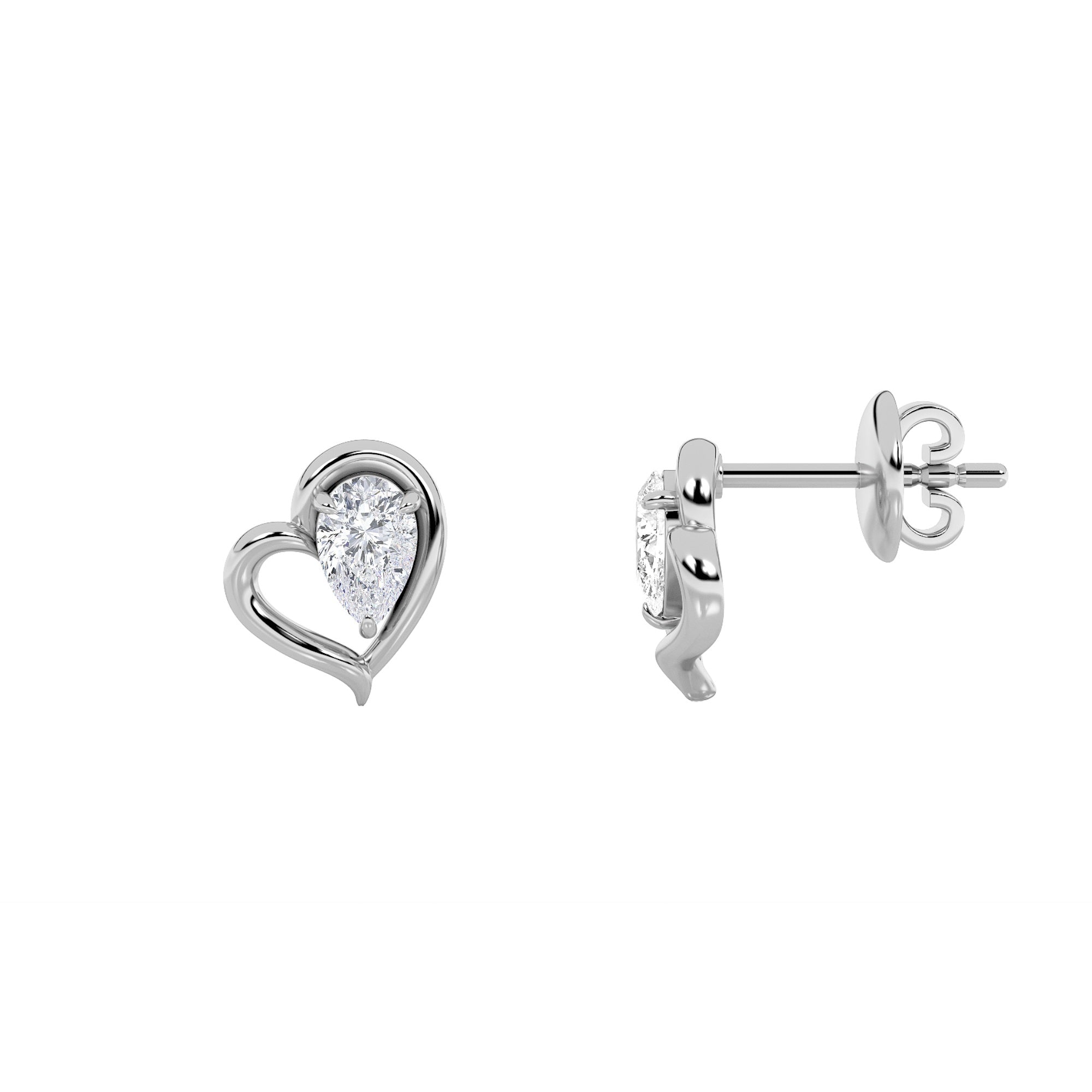 0.5Cttw Pear Shaped Lab Grown Diamond (F/VS) HeartShaped Earrings in 14K Gold