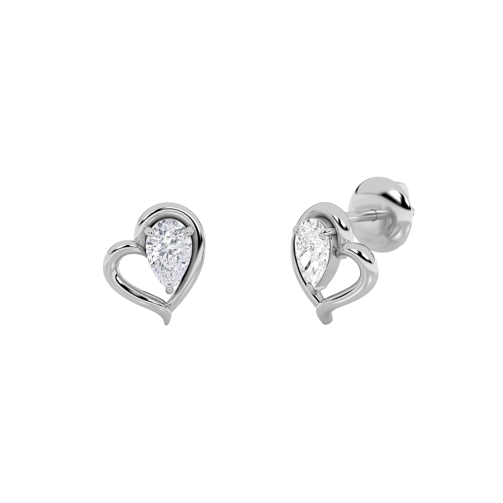 0.5Cttw Pear Shaped Lab Grown Diamond (F/VS) HeartShaped Earrings in 14K Gold