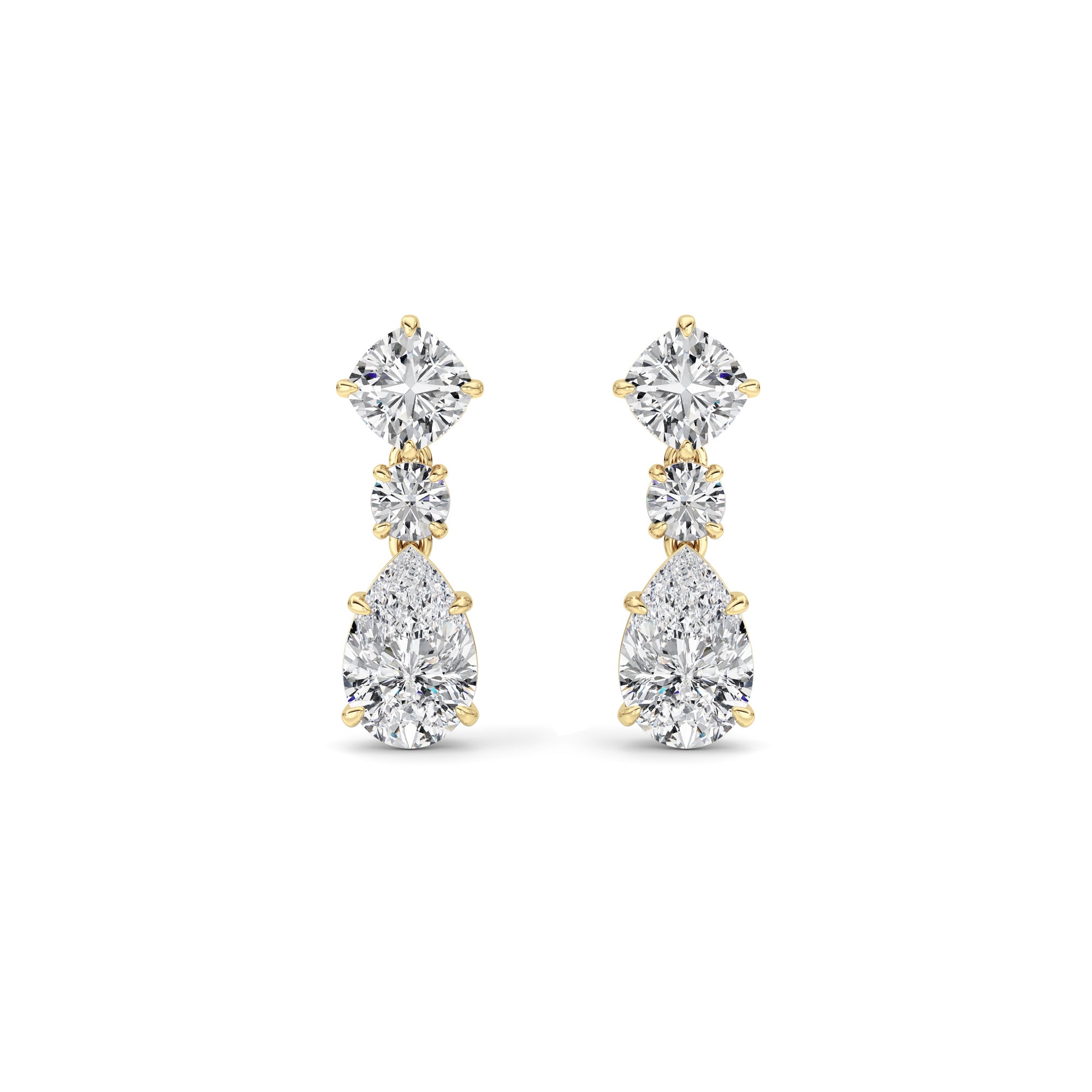 5Cttw Pear Shaped Lab Grown Diamond (F/VS) DangleEarrings in 14K Gold