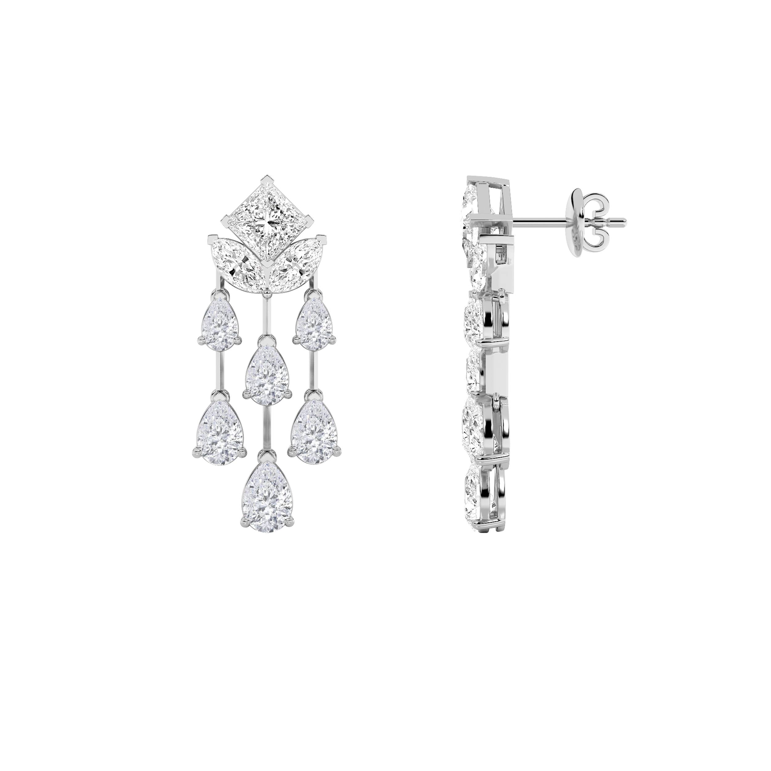 7Cttw Princess Shaped Lab Grown Diamond (F/VS) Dangle Earrings in 14K Gold