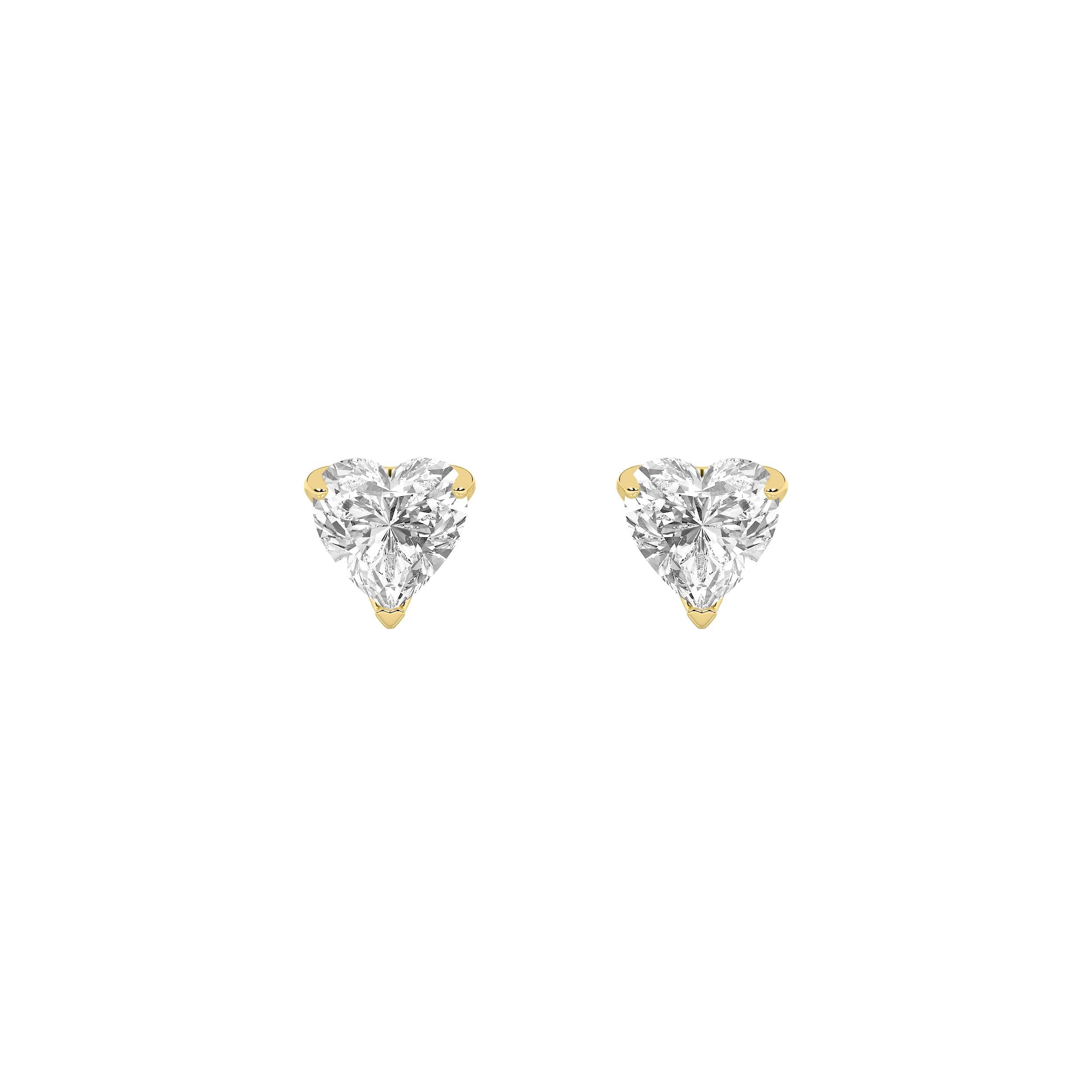 Heart Shaped Lab Grown Diamond (F/VS) HeartShaped Earrings in 14K Gold