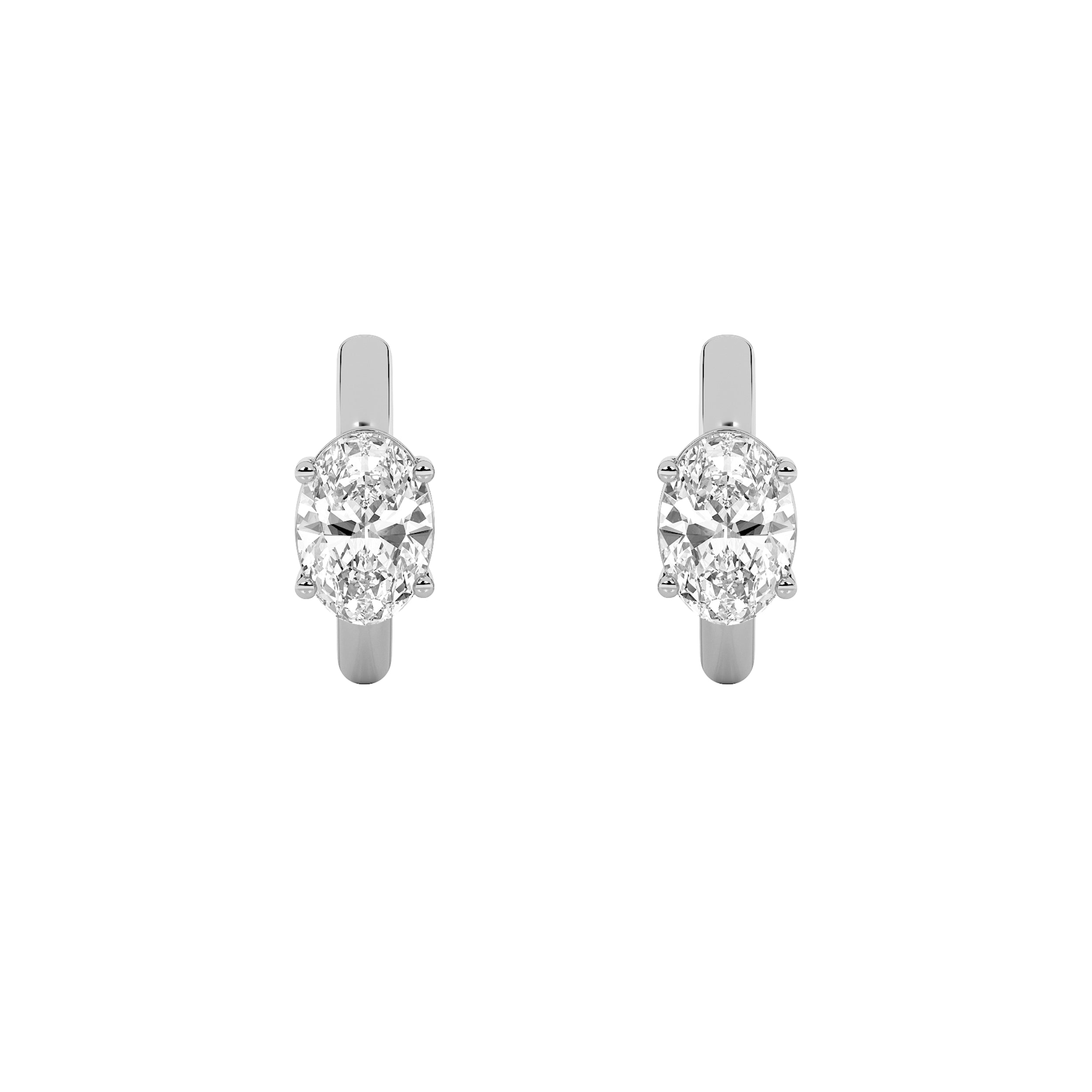 0.25Cttw Oval Shaped Lab Grown Diamond (F/VS) Huggie Cuff Earrings in 14K Gold