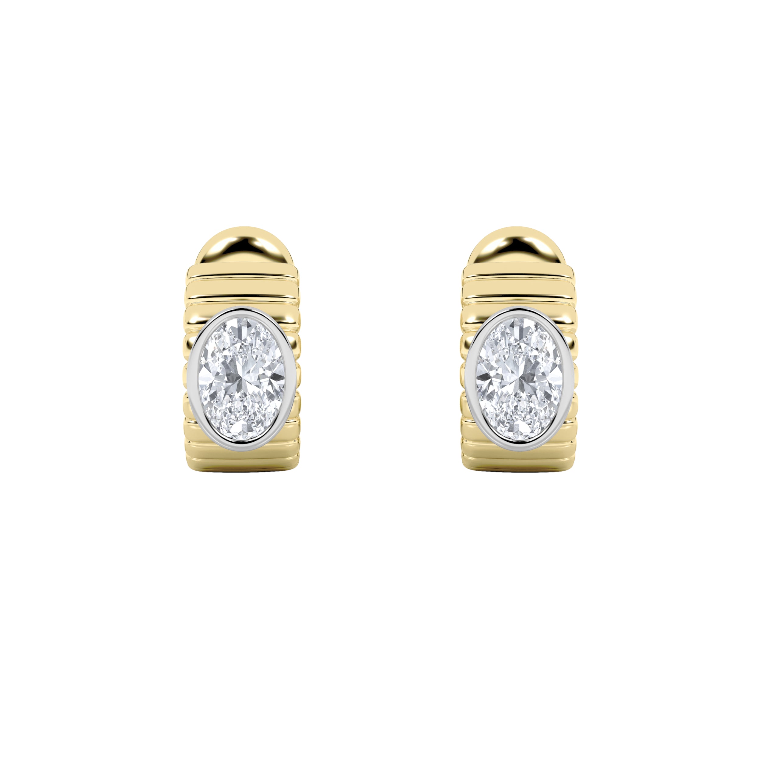 2Cttw Oval Shaped Lab Grown Diamond (F/VS) FashionEarrings in 14K Gold