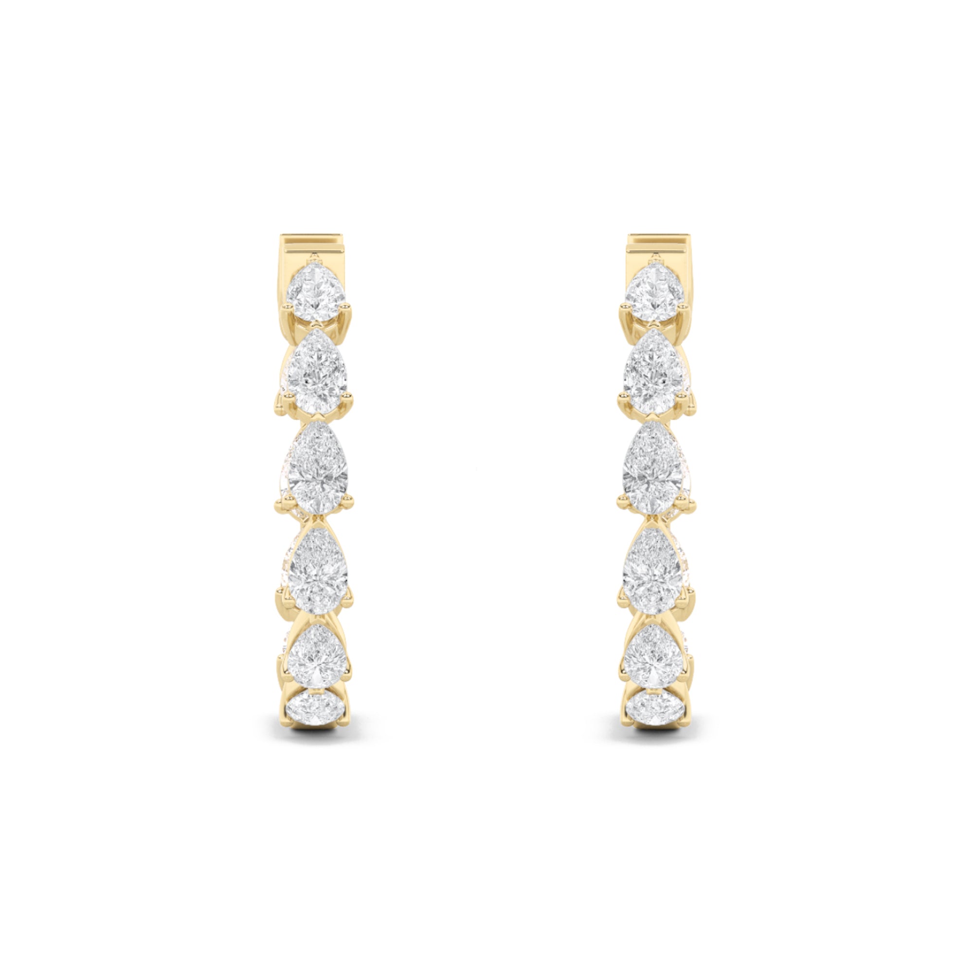 4Cttw Pear Shaped Lab Grown Diamond (F/VS) InsideOut Hoop Earrings in 14K Gold