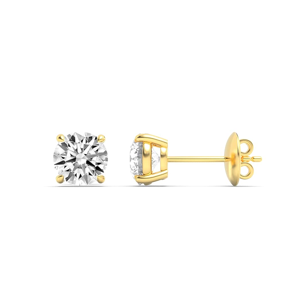 Round Shaped Lab Grown Diamond (F/VS) Stud Earrings in 14K Gold