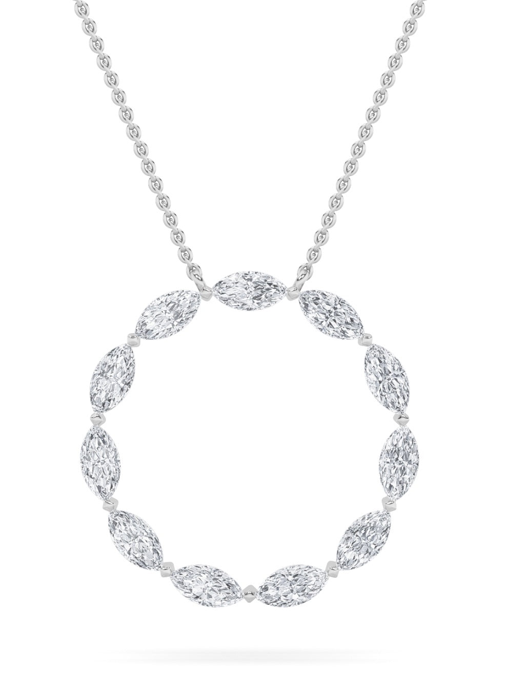 2.25 Ct Marquise (F/VS) Lab Grown Diamond Prong 14K White Gold Fancy Open Circle Pendant Necklace