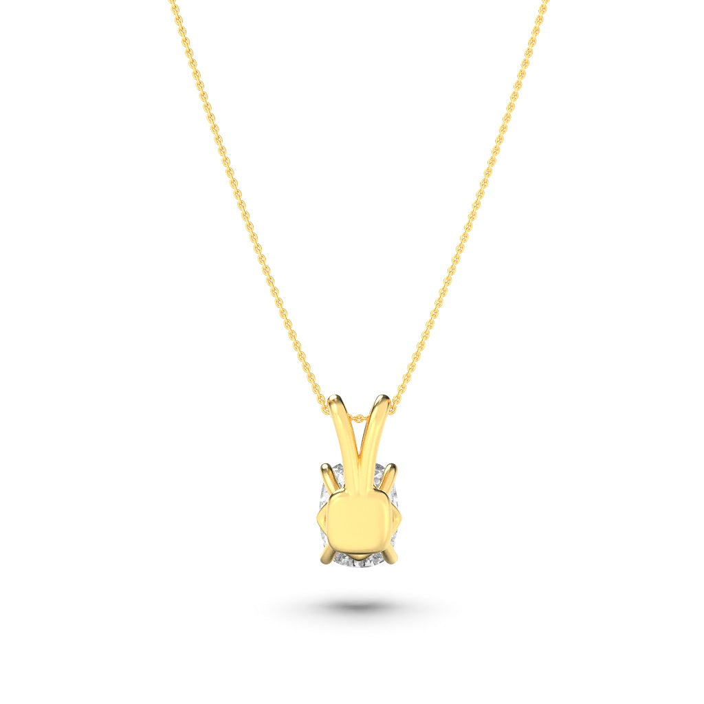 1.0ct Elongated Cushion Shaped Lab Grown Diamond (F/VS) Split Bale Solitaire Pendant in 14K Yellow Gold