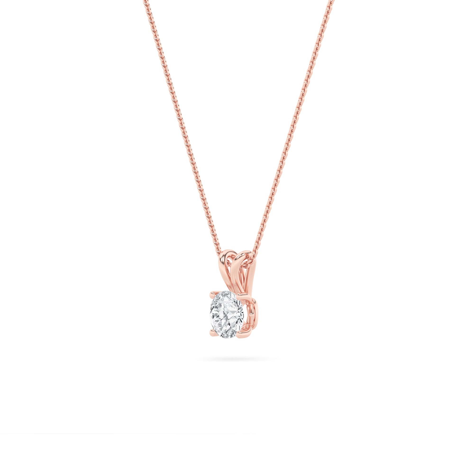 1.0ct Round Shaped Lab Grown Diamond (F/VS) Split Bale Solitaire Pendant in 14K Rose Gold