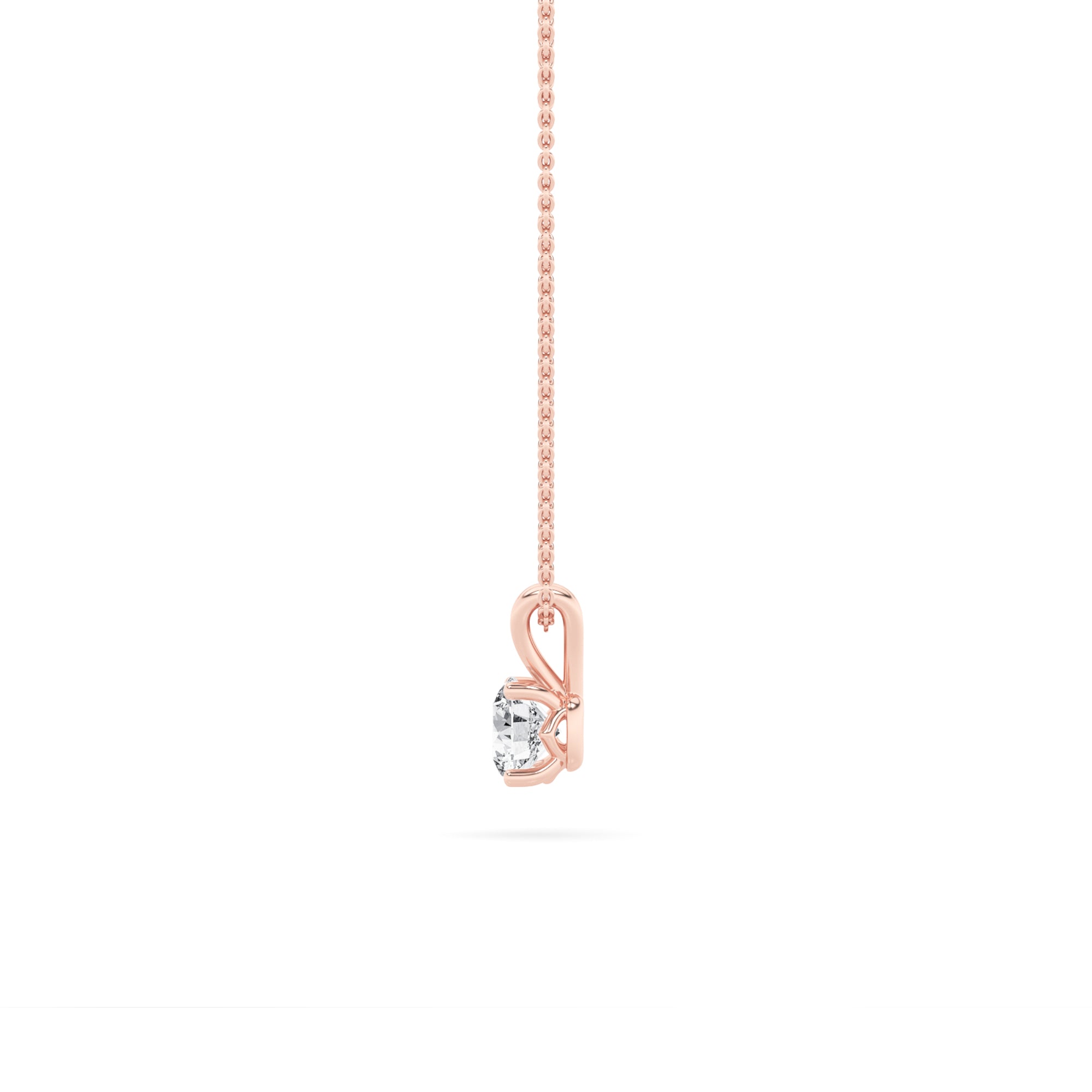 1.0ct Round Shaped Lab Grown Diamond (F/VS) Split Bale Solitaire Pendant in 14K Rose Gold