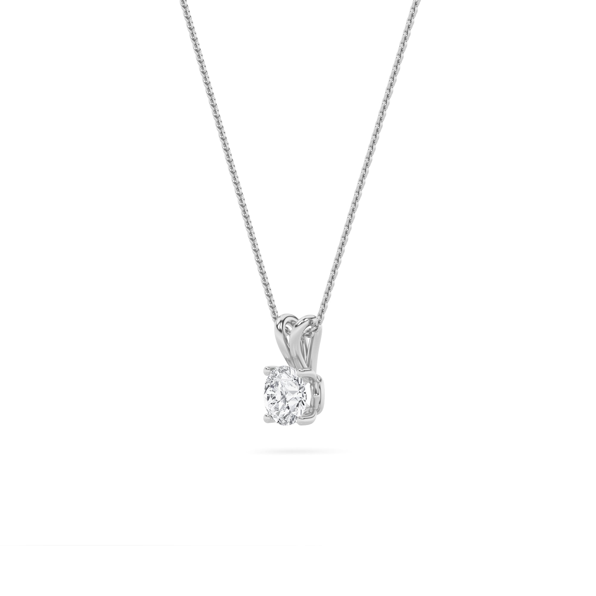 2.0ct Round Shaped Lab Grown Diamond (F/VS) Split Bale Solitaire Pendant in 14K White Gold