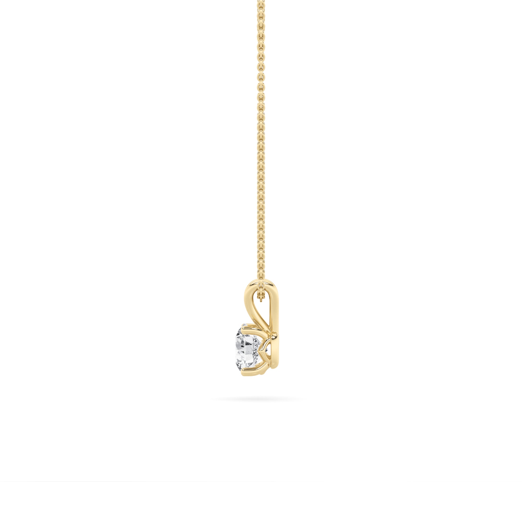 1.0-3.0ct Round Shaped Lab Grown Diamond (F/VS) Split Bale Solitaire Pendant in 14K Yellow Gold