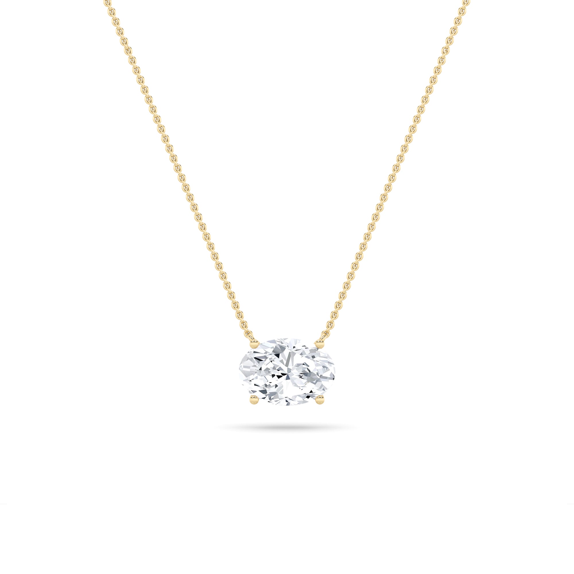 Oval F/VS Lab Grown Diamond Prong 14K Yellow Gold East West Solitaire Pendant Necklace