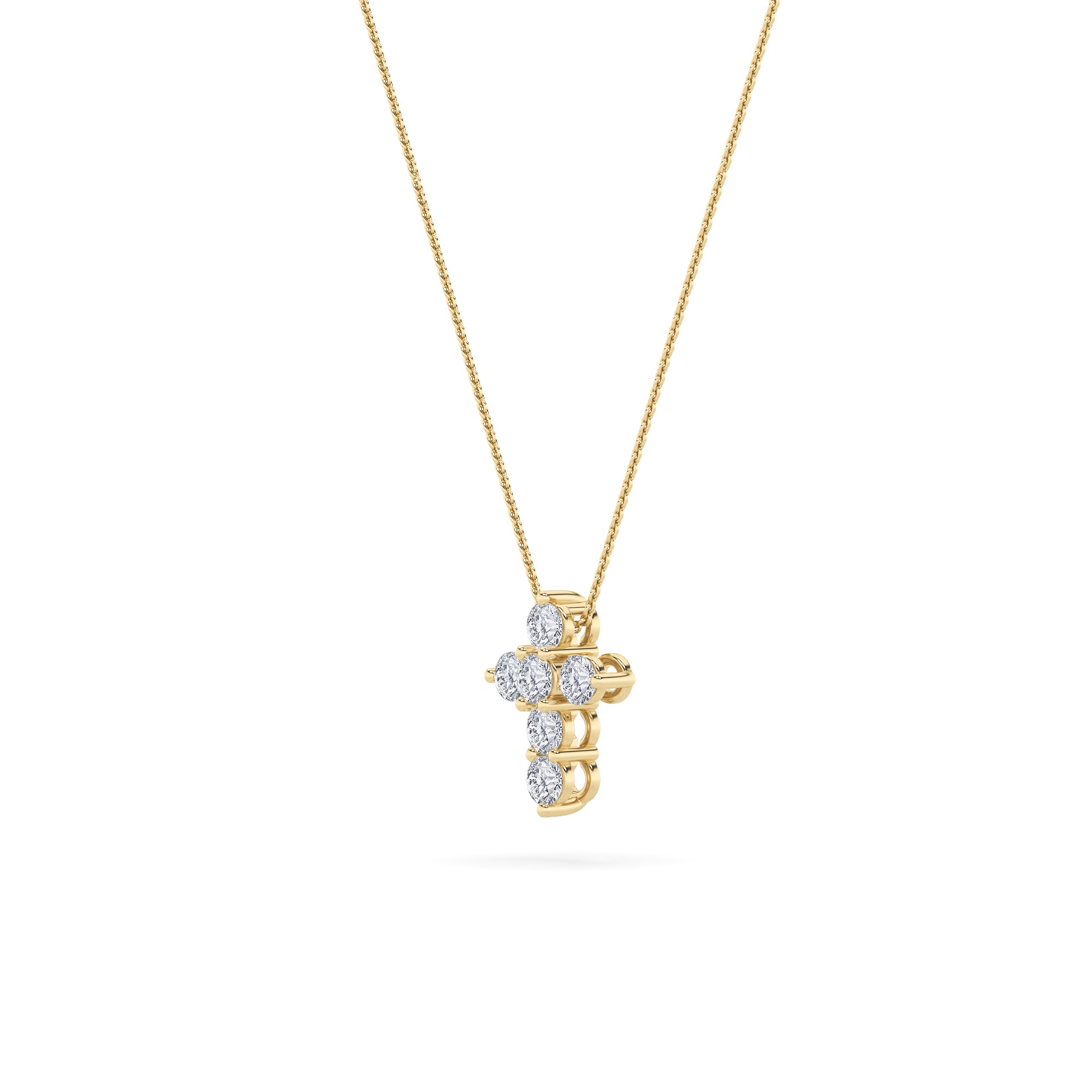1.5ct Round Shaped Lab Grown Diamond (F/VS) Cross Pendant in 14K Yellow Gold