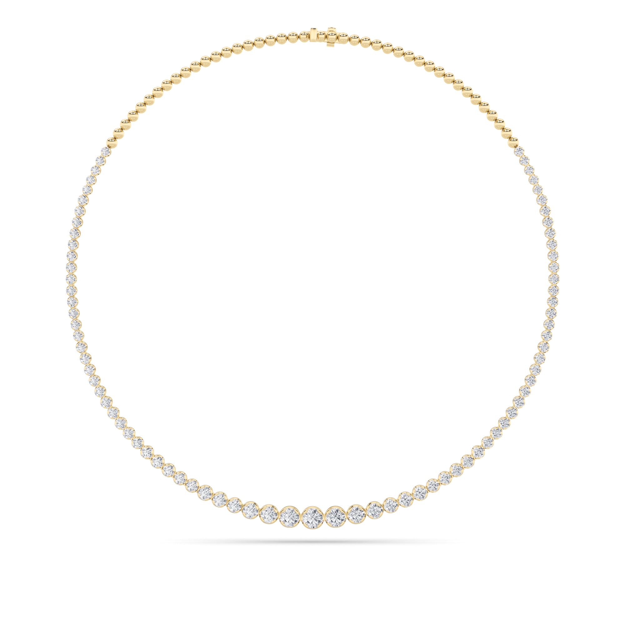 Round (F/VS) Lab Grown Diamond Prong 14K Yellow Gold Graduating Half Riviera Tennis Necklace