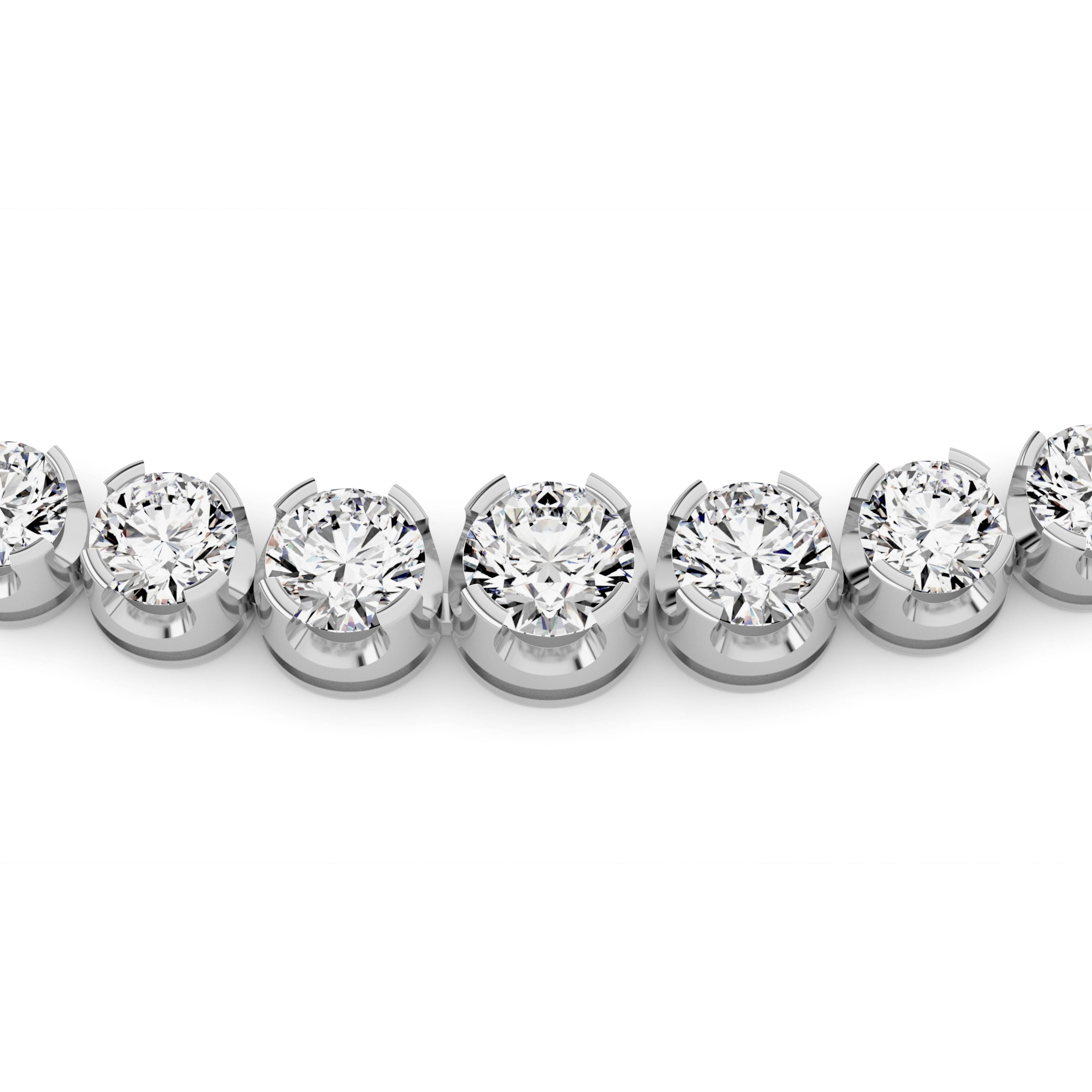 Round (F/VS) Lab Grown Diamond Prong 14K White Gold Graduating Full Riviera Tennis Necklace
