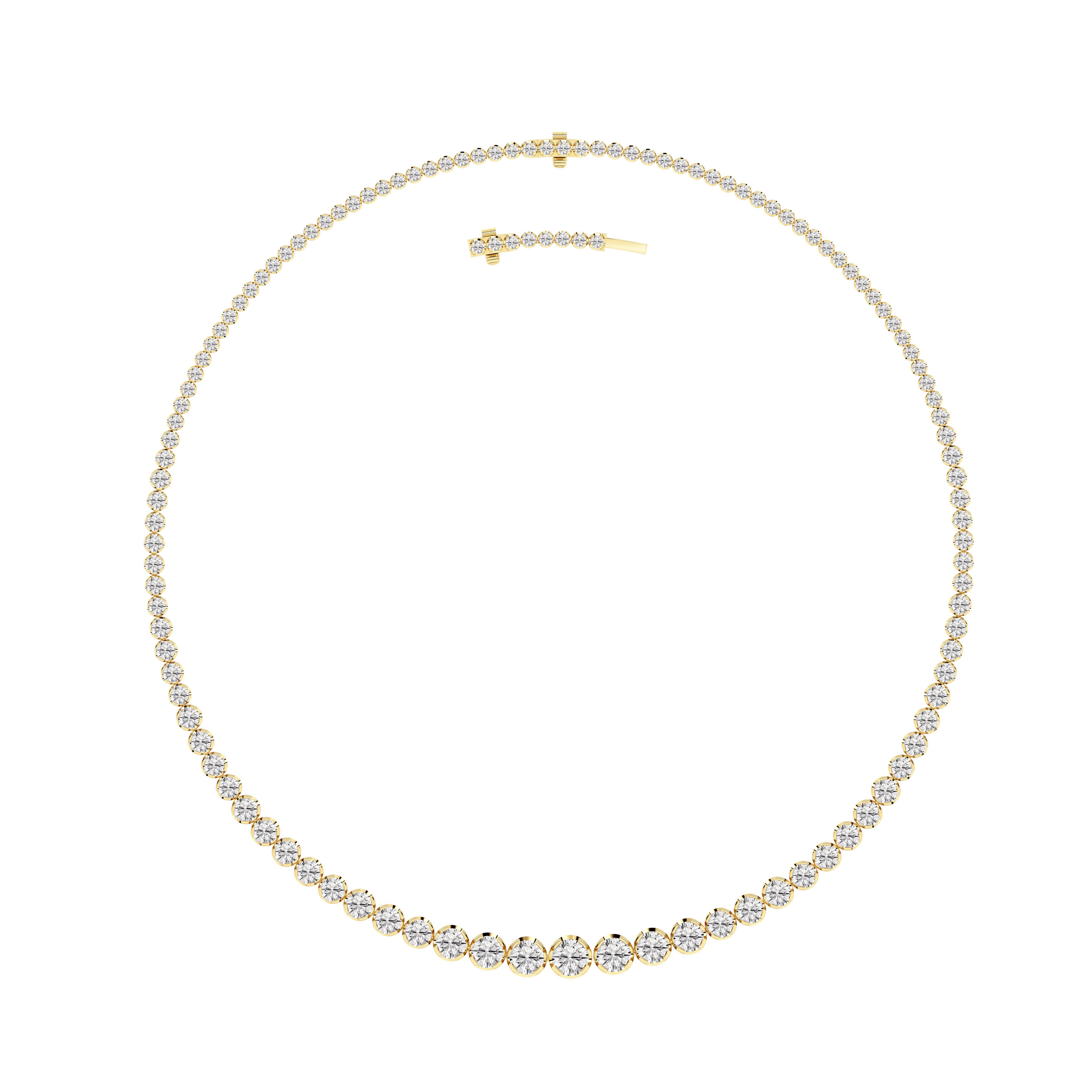 Round (F/VS) Lab Grown Diamond Prong 14K Yellow Gold Graduating Full Riviera Tennis Necklace