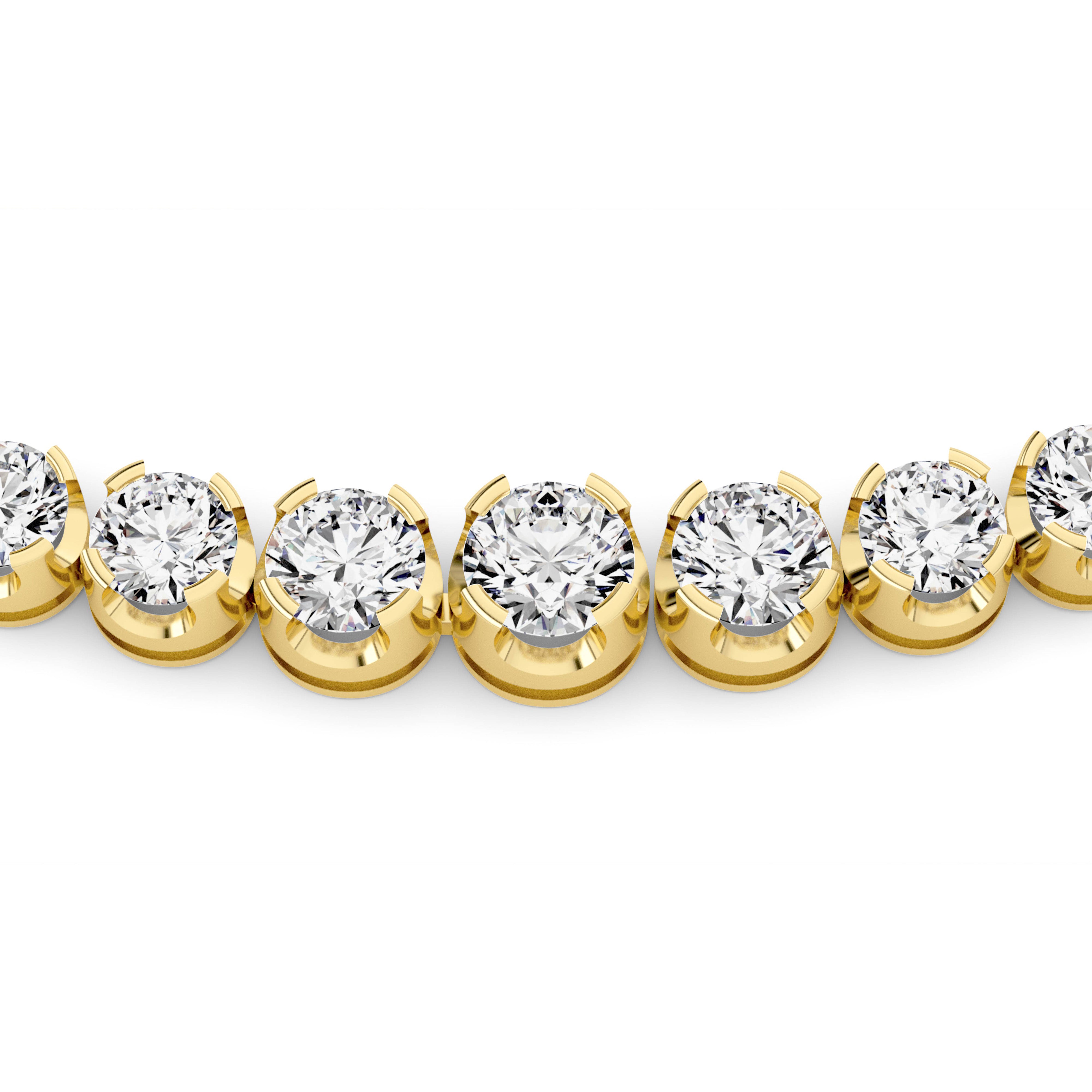 Round (F/VS) Lab Grown Diamond Prong 14K Yellow Gold Graduating Full Riviera Tennis Necklace