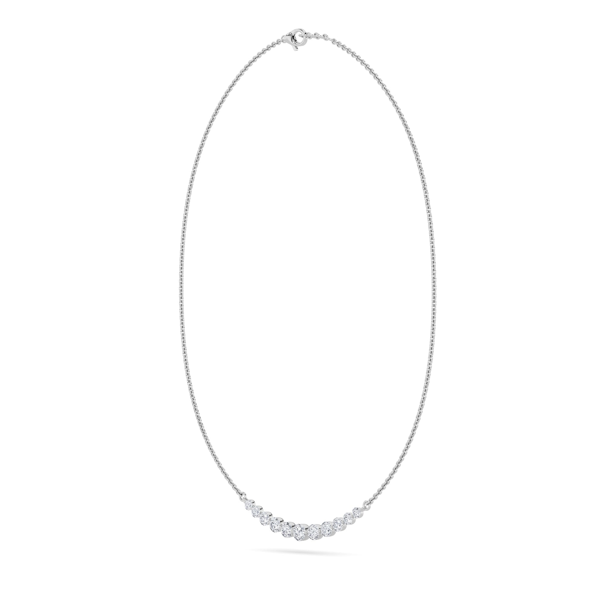 3.0ct Round Shaped Lab Grown Diamond (F/VS) Graduating half Necklace in 14K White Gold