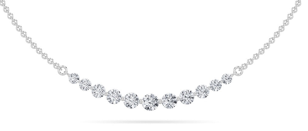 3.0ct Round Shaped Lab Grown Diamond (F/VS) Graduating half Necklace in 14K White Gold