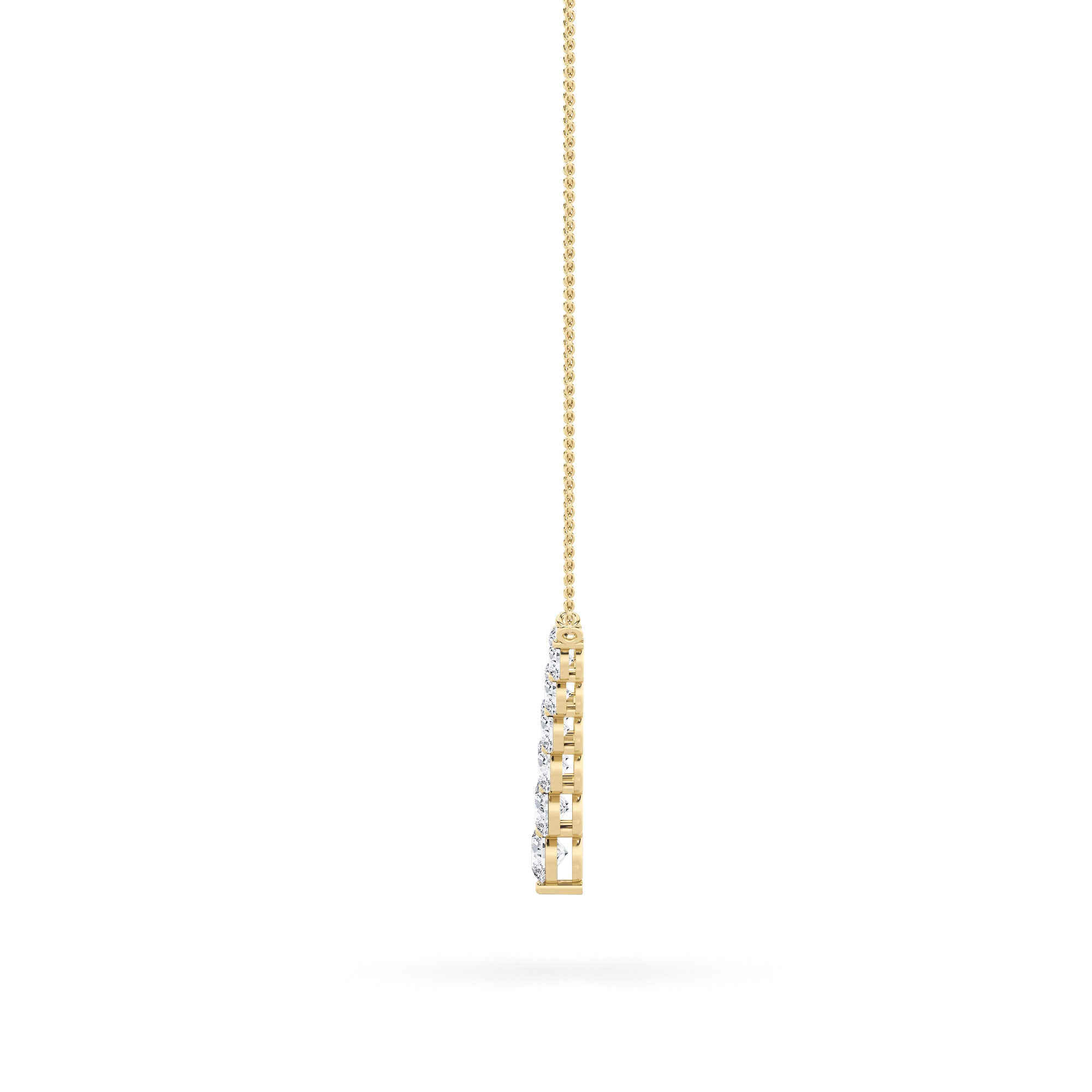 5.0ct Round Shaped Lab Grown Diamond (F/VS) Graduating V Necklace in 14K Yellow Gold