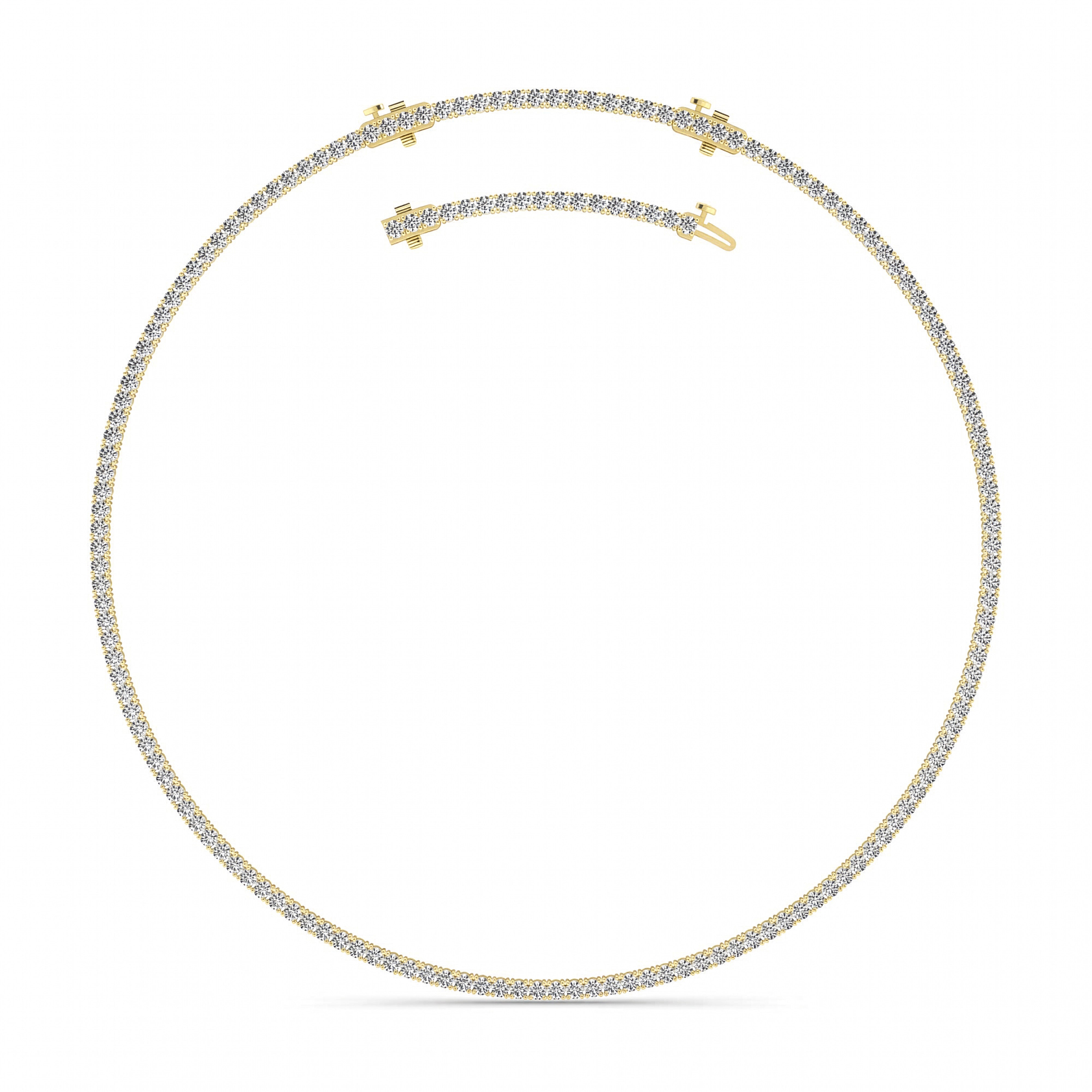 Round (F/VS) Lab Grown Diamond Prong 14K Yellow Gold Classic Eternity Tennis Necklace