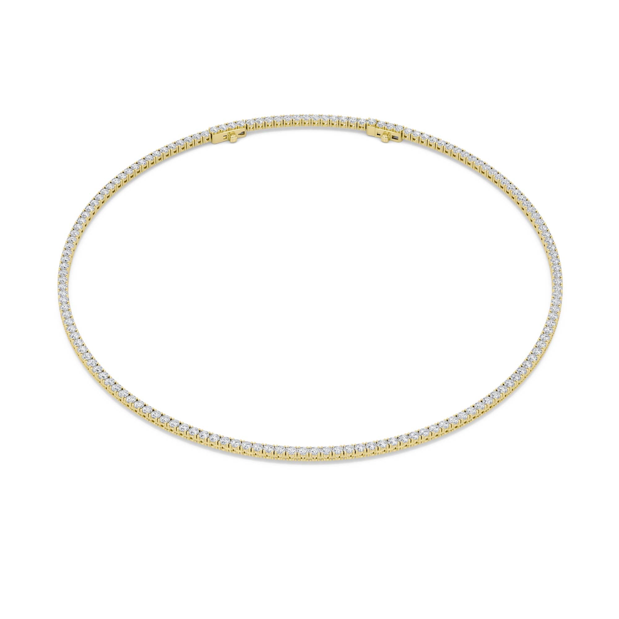 Round (F/VS) Lab Grown Diamond Prong 14K Yellow Gold Classic Eternity Tennis Necklace