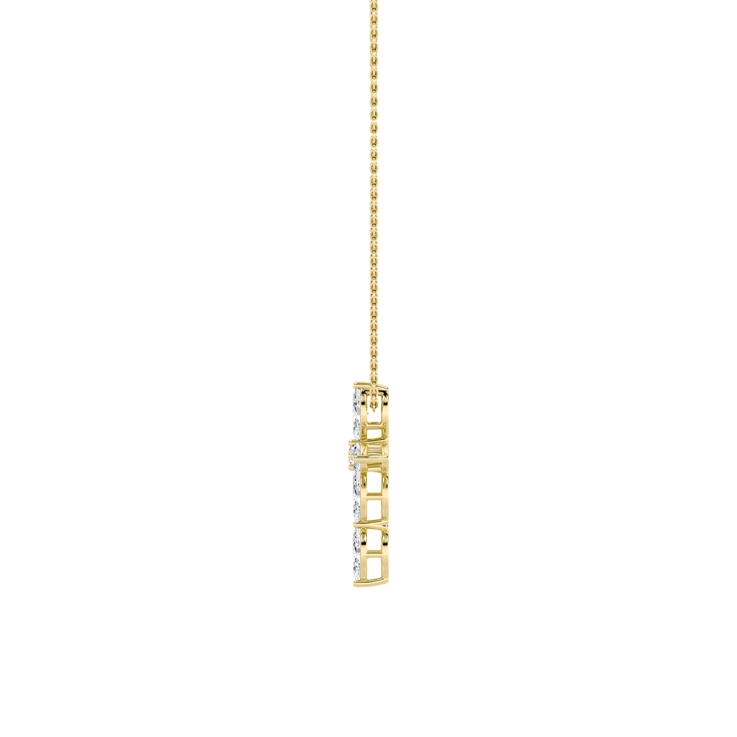 2.0ct Marquise Shaped Lab Grown Diamond (F/VS) Cross Pendant in 14K Yellow Gold
