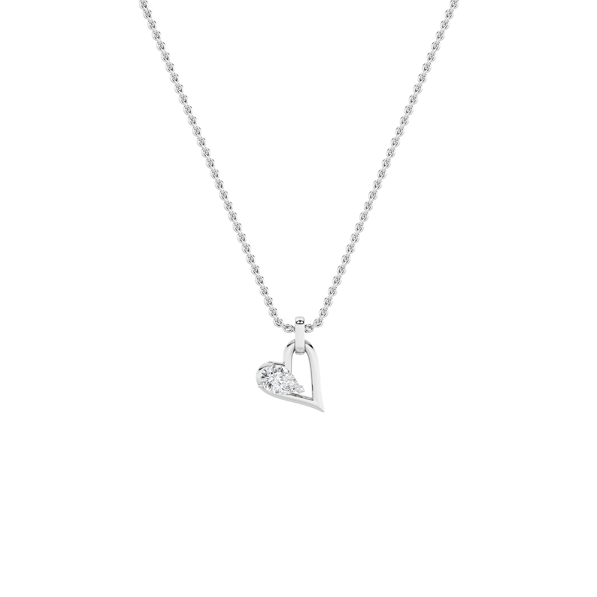 1.0ct Pear Shaped Lab Grown Diamond (F/VS) Heart Shaped Dangle Pendant in 14K White Gold