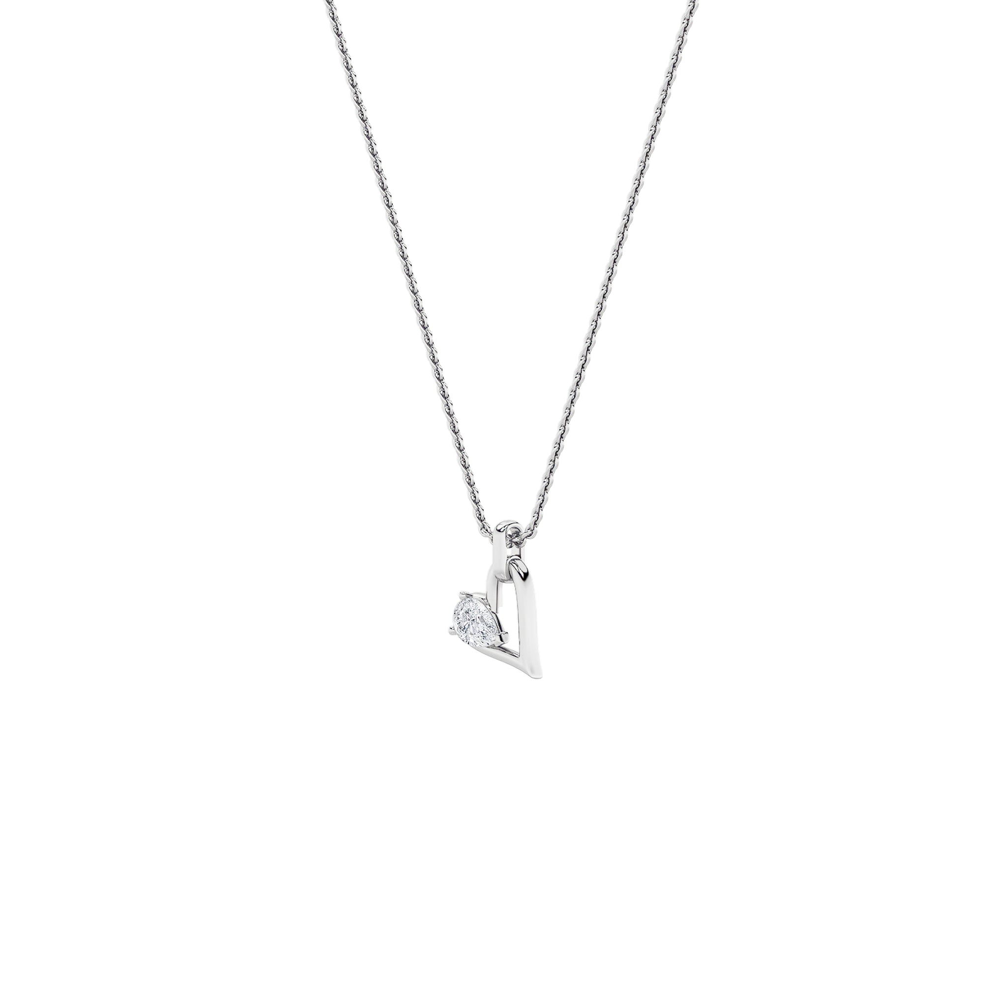 1.0ct Pear Shaped Lab Grown Diamond (F/VS) Heart Shaped Dangle Pendant in 14K White Gold