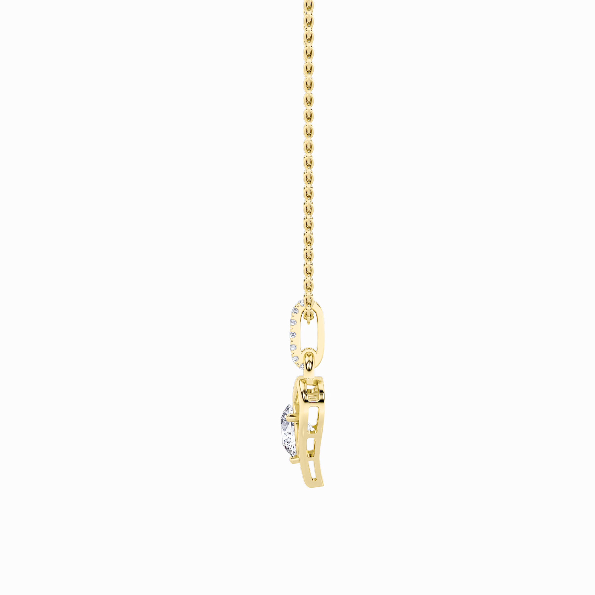 1.5ct Round Shaped Lab Grown Diamond (F/VS) Heart Shaped Pendant in 14K Yellow Gold