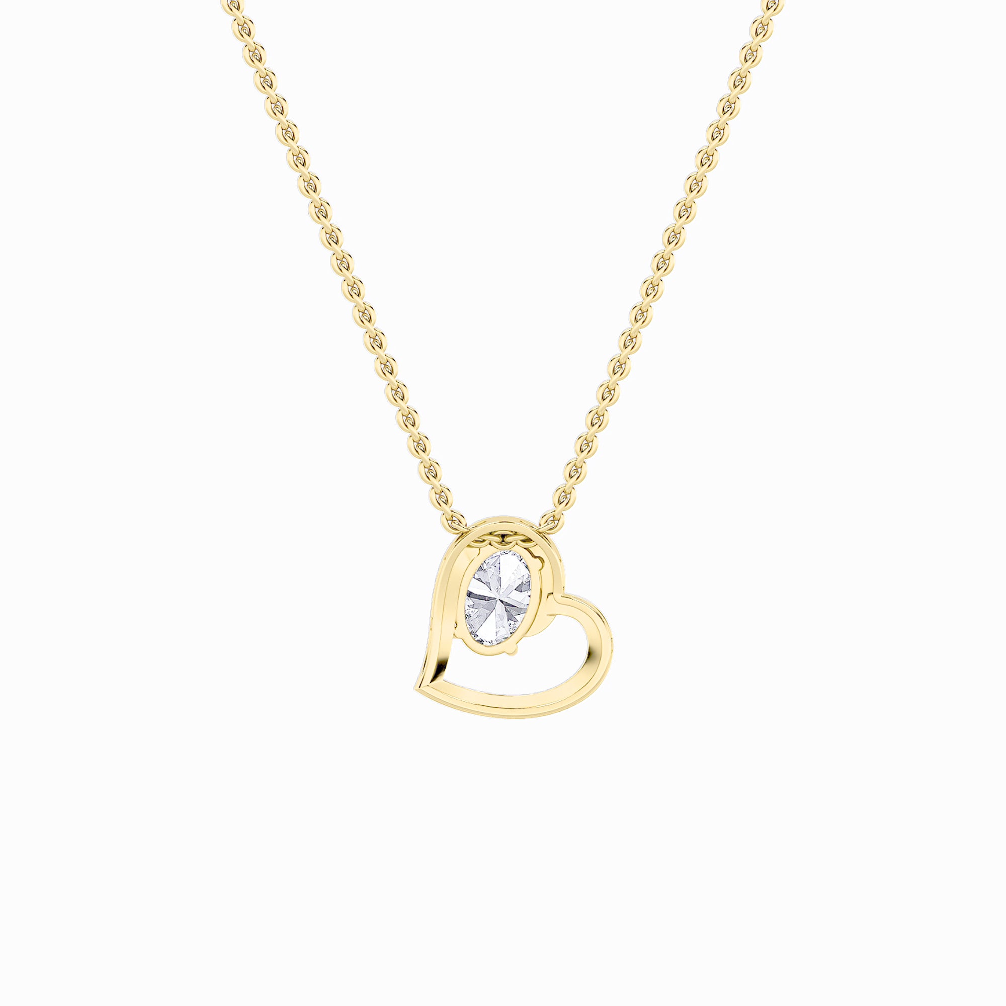 2.0ct Oval Shaped Lab Grown Diamond (F/VS) Heart Shaped Pendant in 14K Yellow Gold