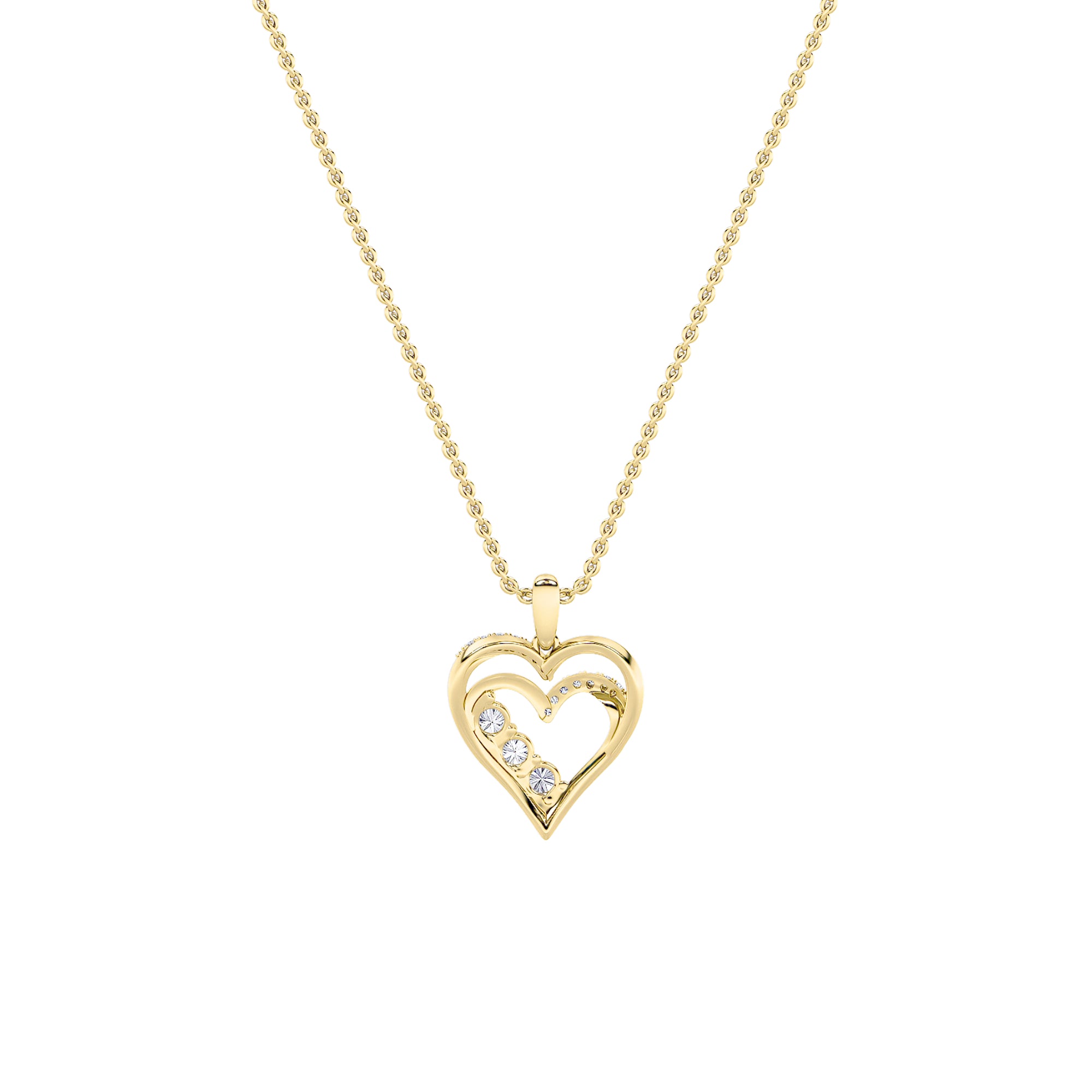 1.0ct Round Shaped Lab Grown Diamond (F/VS) Heart Shaped Pendant in 14K Yellow Gold