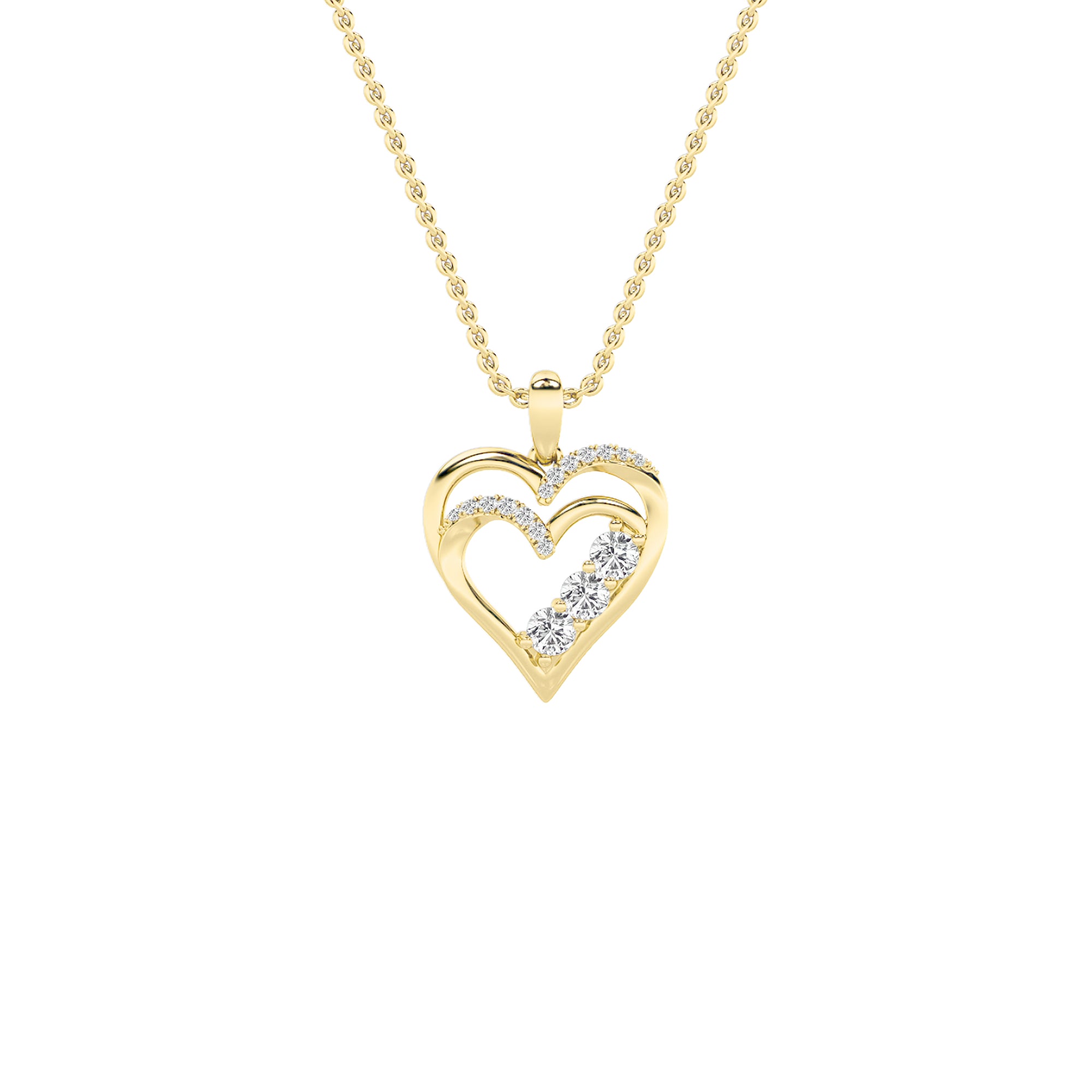 1.0ct Round Shaped Lab Grown Diamond (F/VS) Heart Shaped Pendant in 14K Yellow Gold