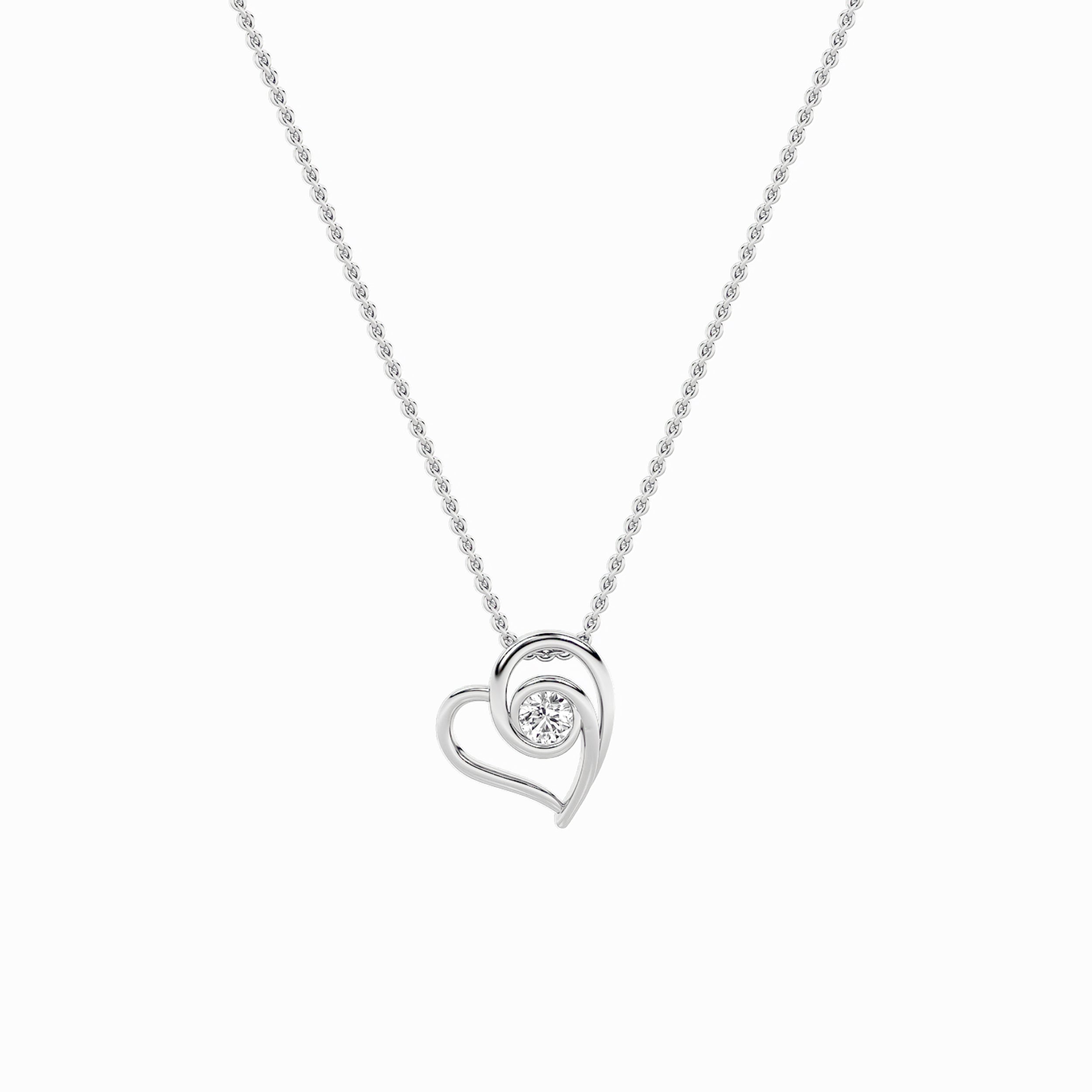 1.0ct Round Shaped Lab Grown Diamond (F/VS) Heart Shaped Pendant in 14K White Gold