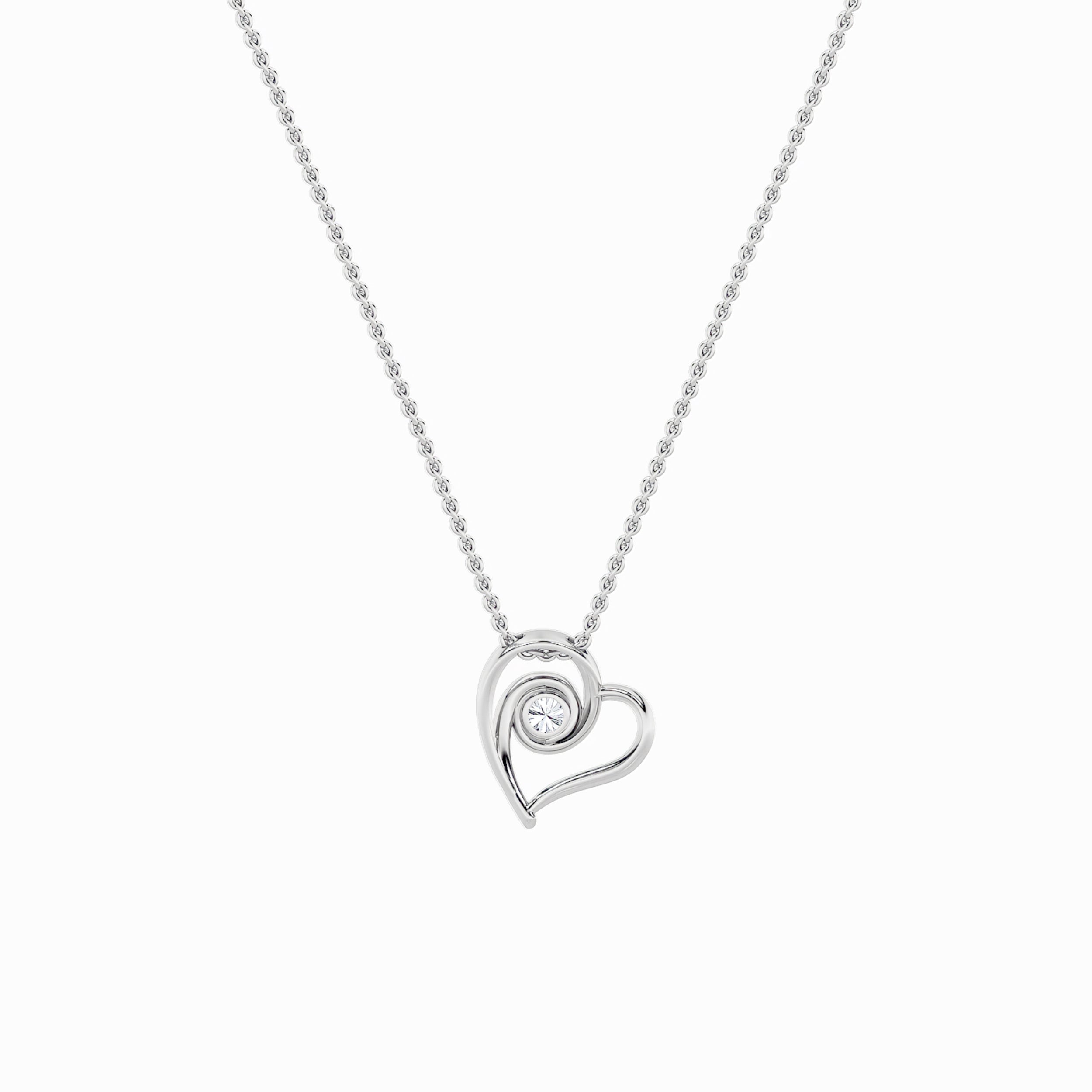 1.0ct Round Shaped Lab Grown Diamond (F/VS) Heart Shaped Pendant in 14K White Gold