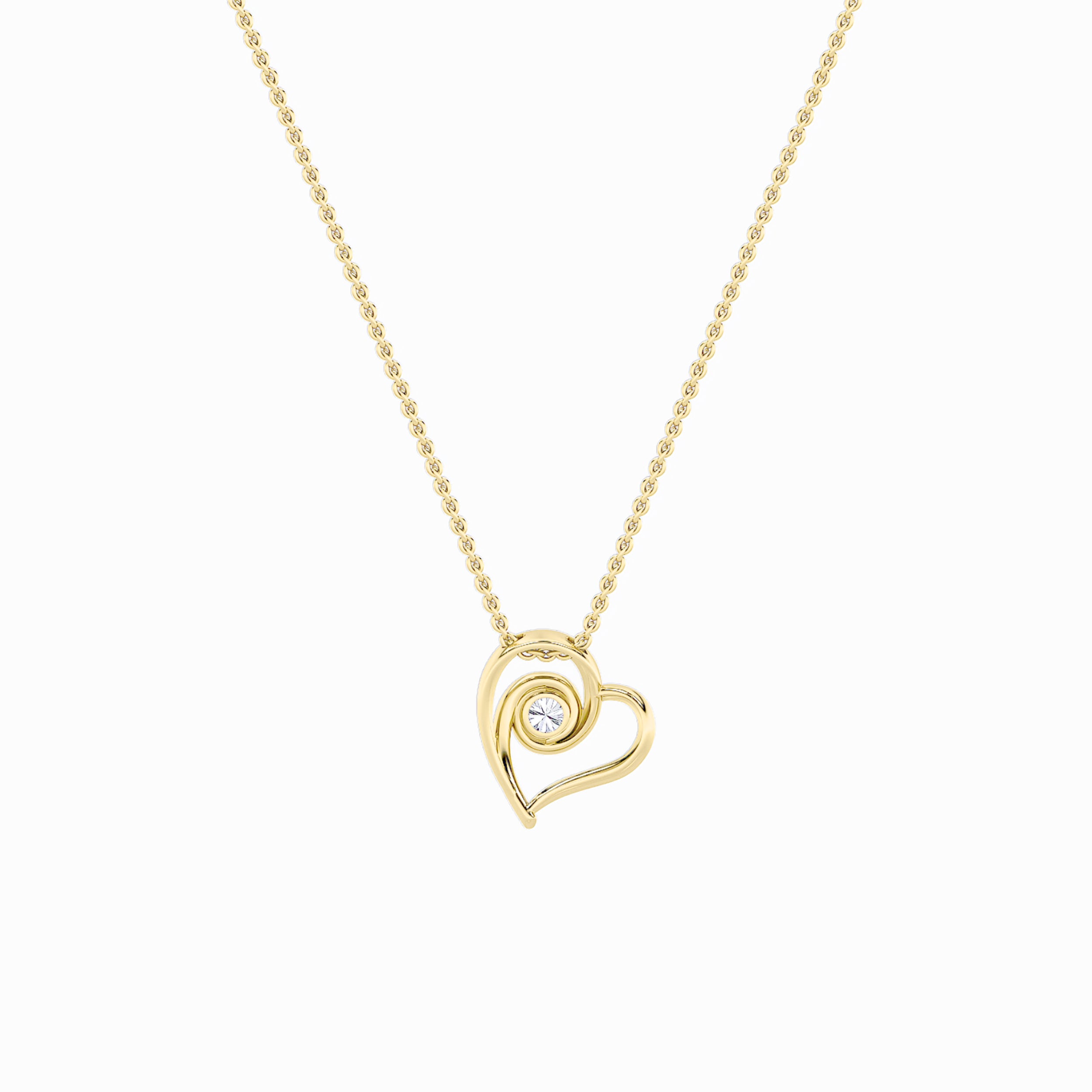 1.0ct Round Shaped Lab Grown Diamond (F/VS) Heart Shaped Pendant in 14K Yellow Gold