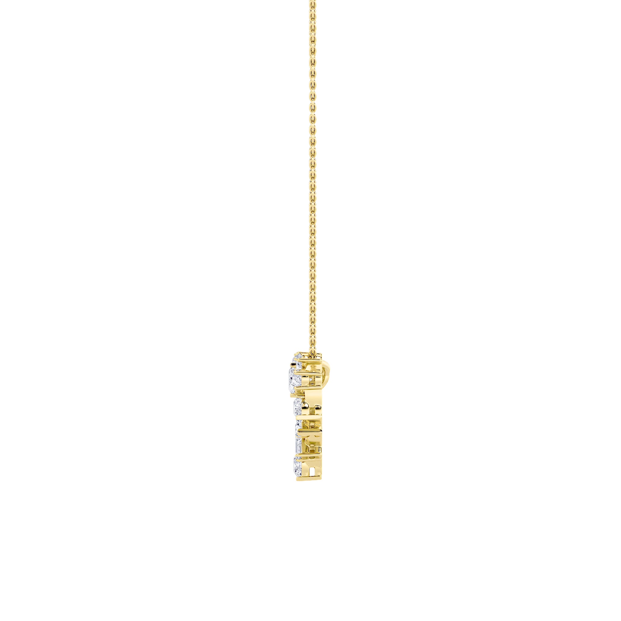 2.5ct Emerald Shaped Lab Grown Diamond (F/VS) Heart Shaped Pendant in 14K Yellow Gold