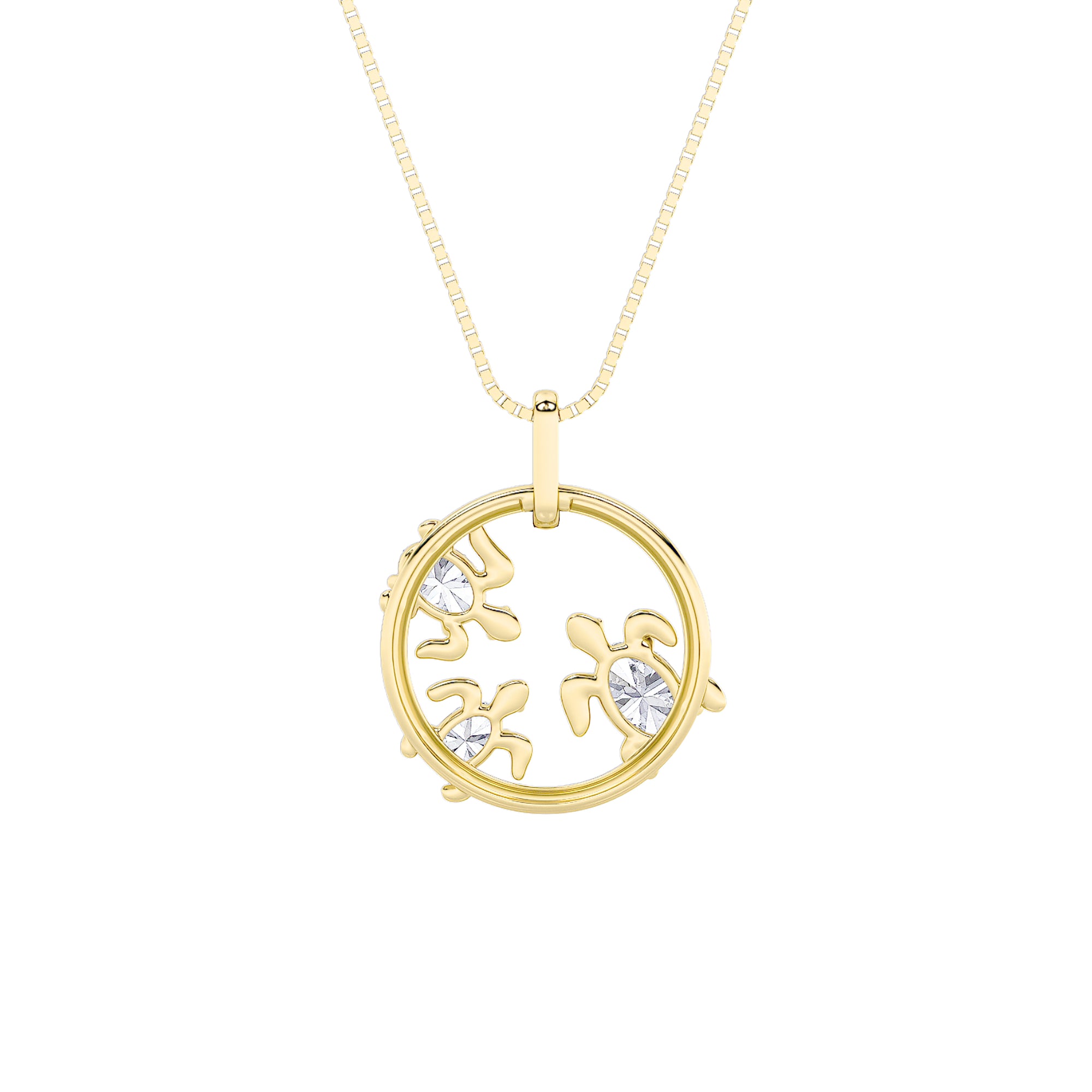 2.0ct Oval Shaped Lab Grown Diamond (F/VS) Baby Turtle Pendant in 14K Yellow Gold