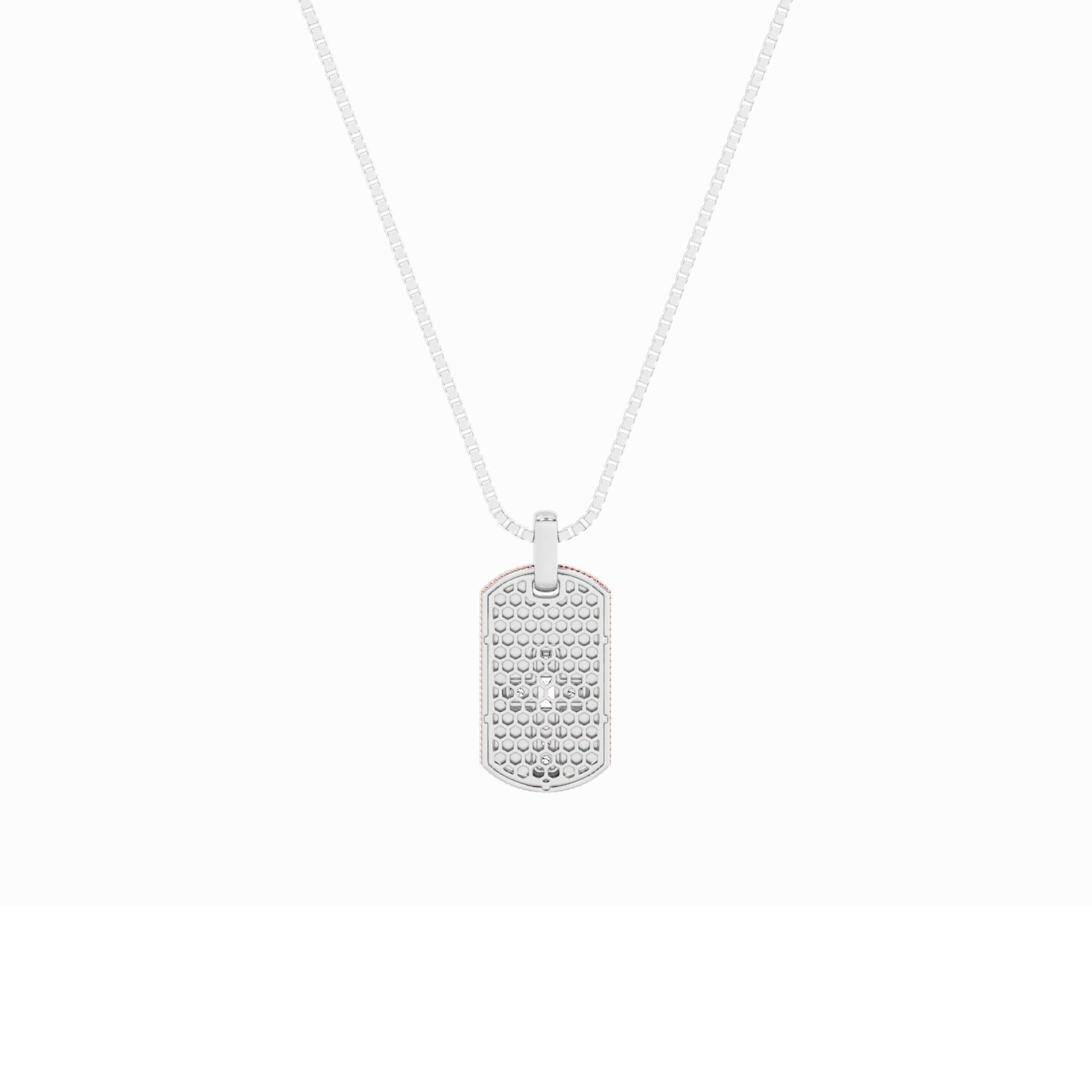 1.0ct Emerald Shaped Lab Grown Diamond (F/VS) Dog Tag Pendant in 14K White Gold & Yellow Gold