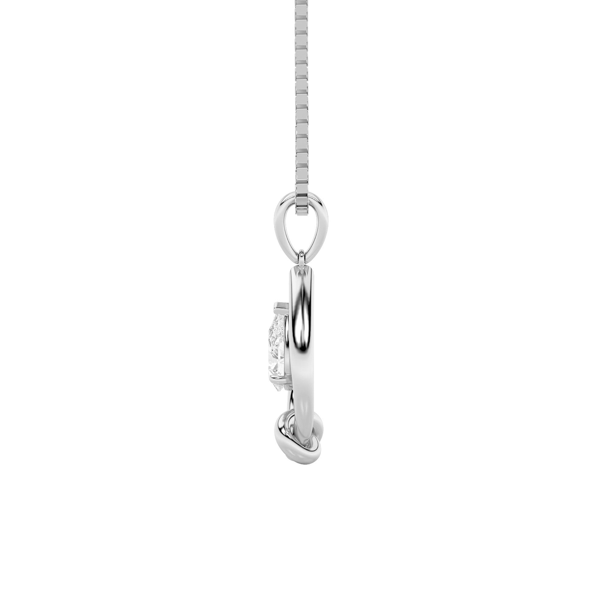 1.0ct Pear Shaped Lab Grown Diamond (F/VS) Solitaire Knot Pendant in 14K White Gold